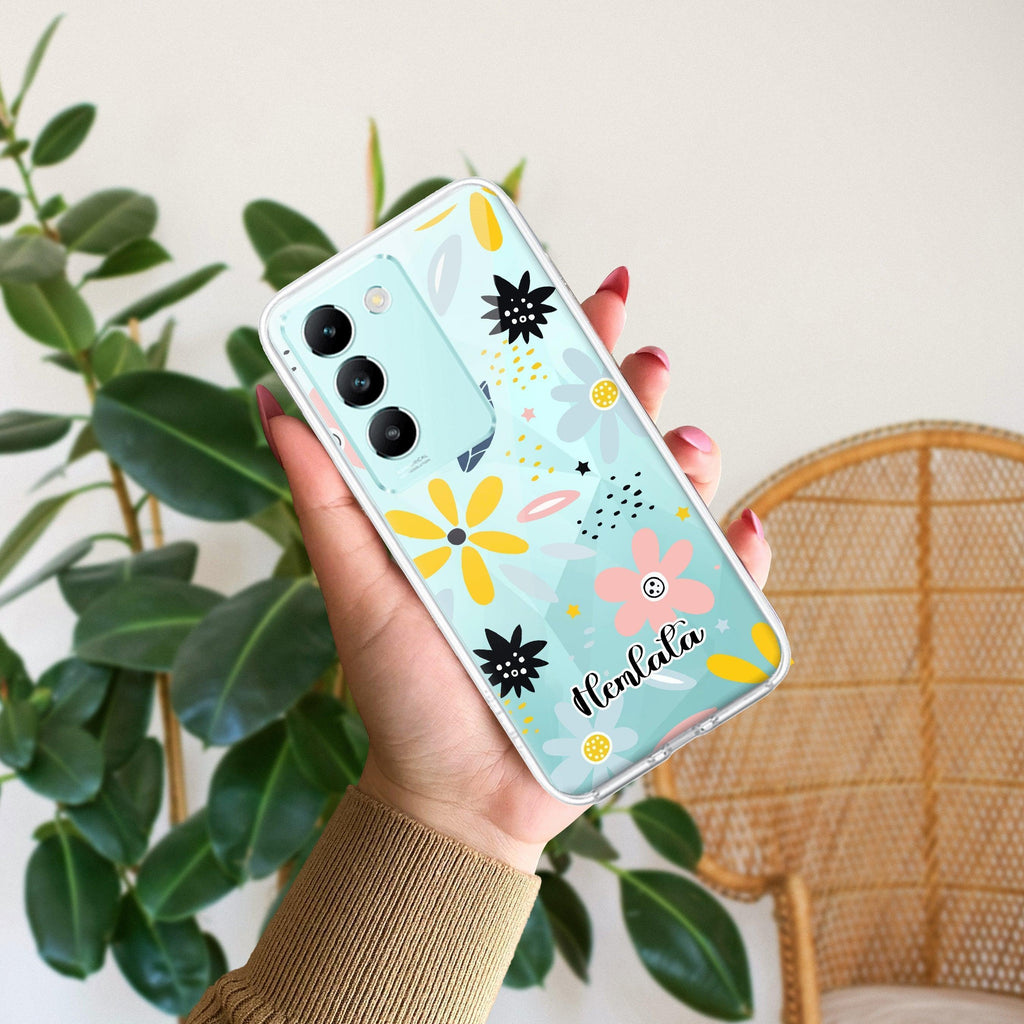 Multi Floral Customize Transparent Silicon Case For Vivo T2x 5G