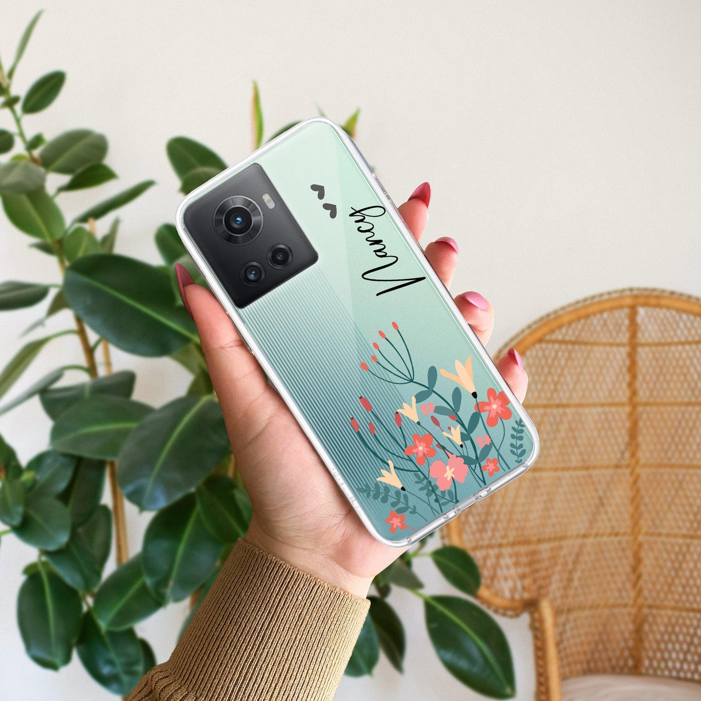 MultiColor Floral Customize Transparent Silicon Case For OnePlus
