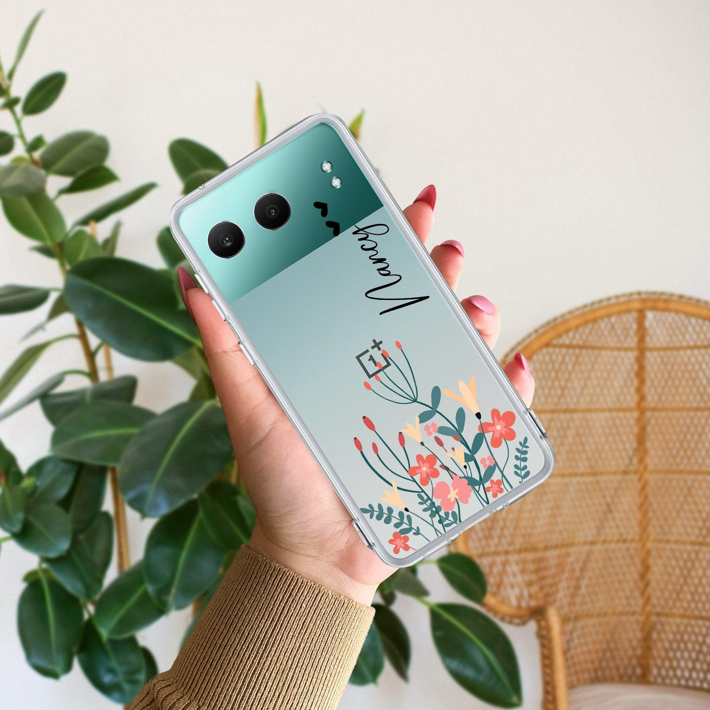 MultiColor Floral Customize Transparent Silicon Case For OnePlus