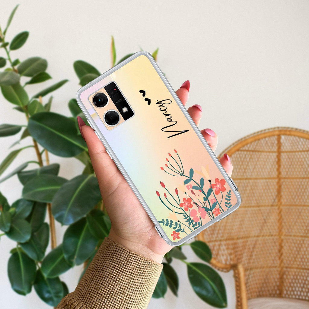 MultiColor Floral Customize Anti Yellow Case For Oppo Reno 7 5G