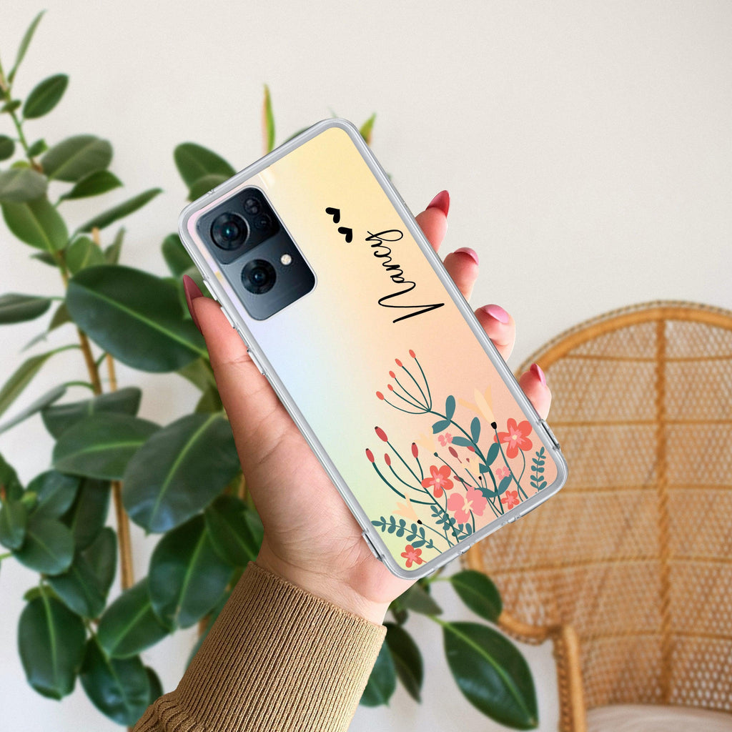 MultiColor Floral Customize Anti Yellow Case For Oppo Reno 7 Pro 5G