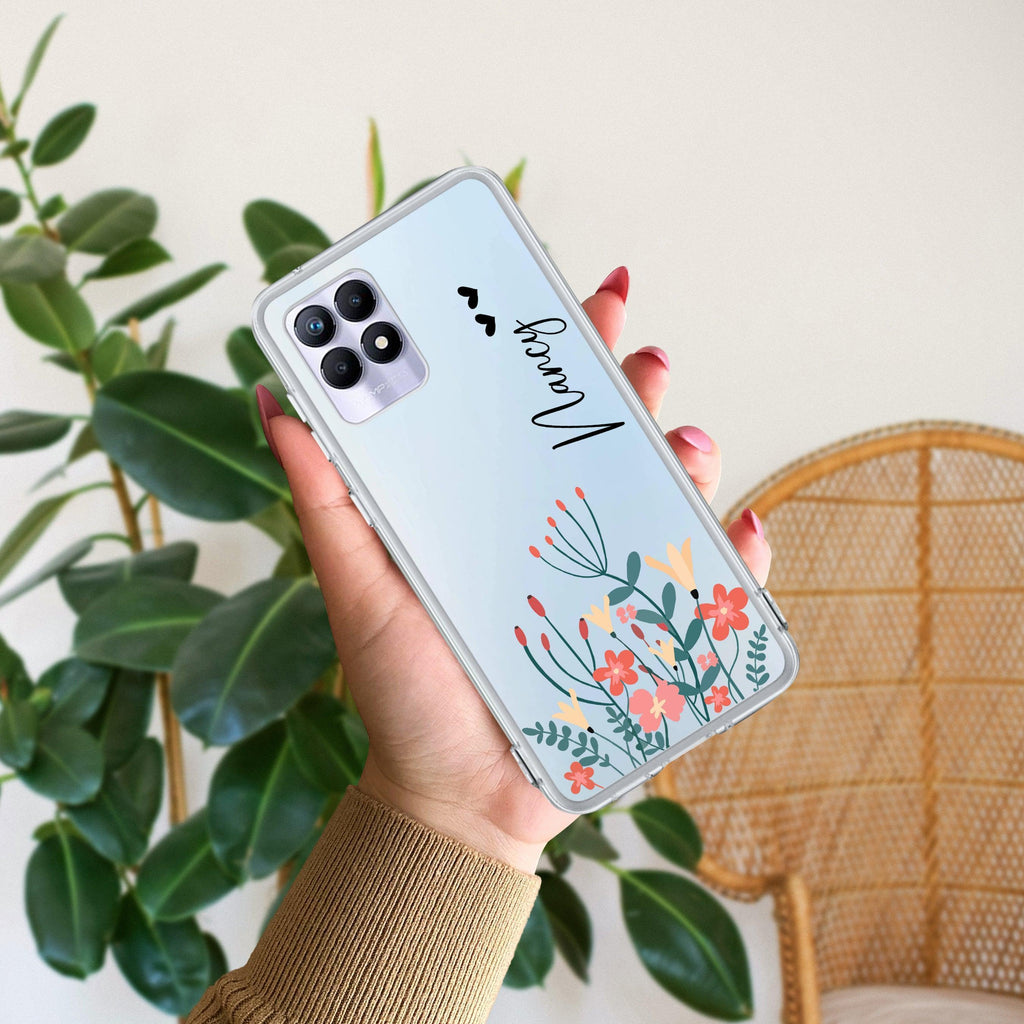 MultiColor Floral Customize Anti Yelllow Case For Realme 8i / Realme Narzo 50