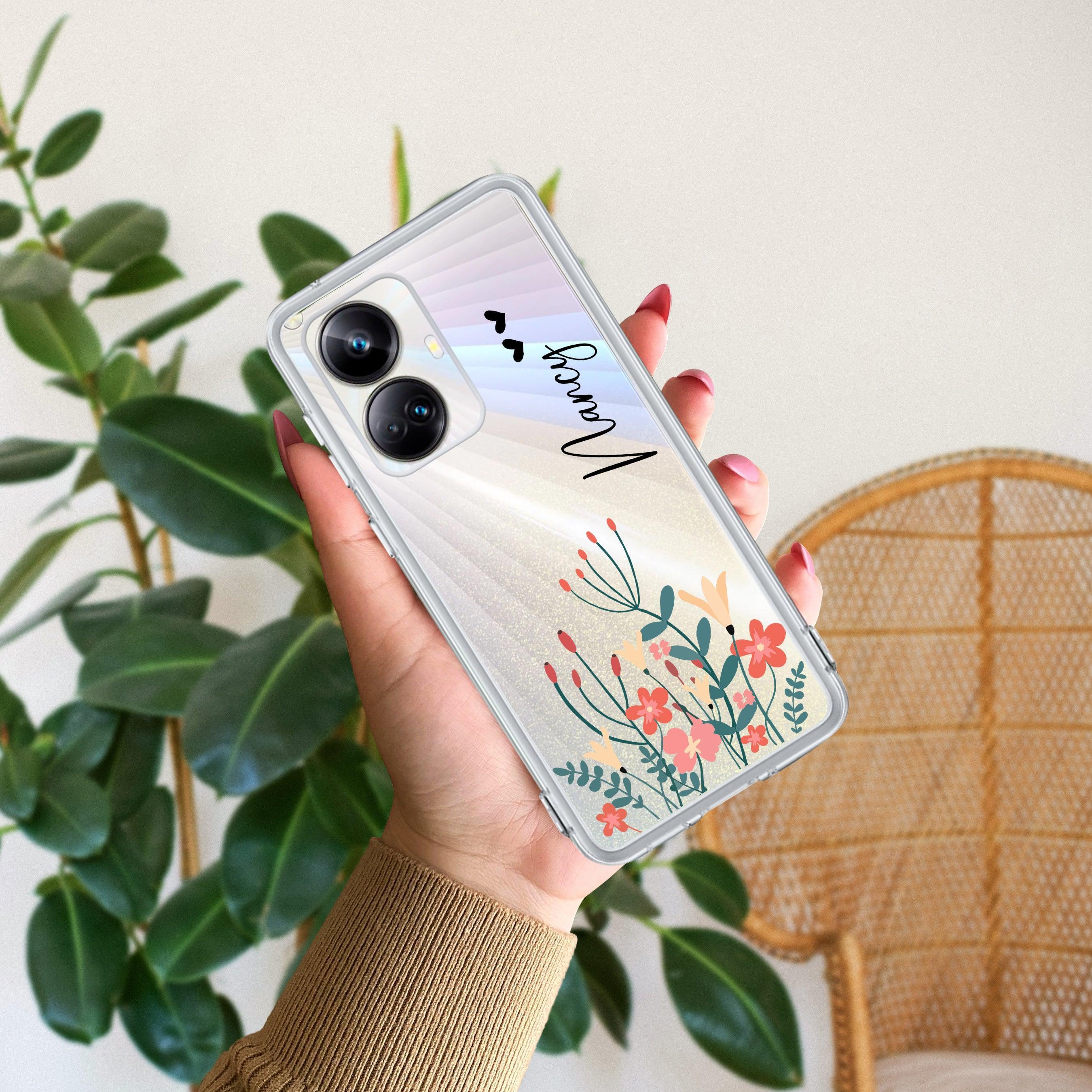 MultiColor Floral Customize Transparent Silicon Case For Realme Narzo 50 5G