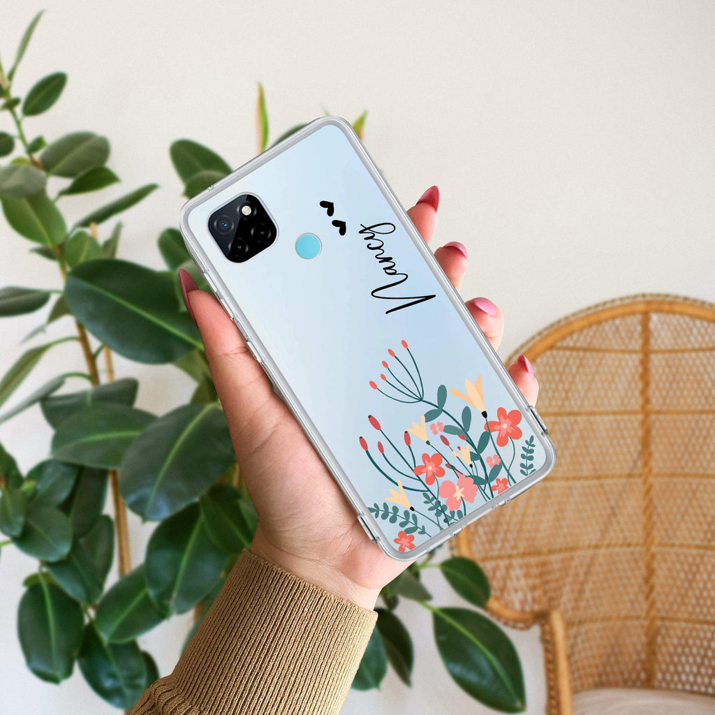 MultiColor Floral Customize Transparent Silicon Case For Realme C63 5G