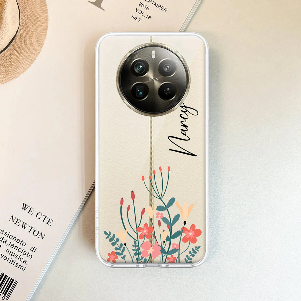 MultiColor Floral Customize Transparent Silicon Case For Realme 8i / Realme Narzo 50
