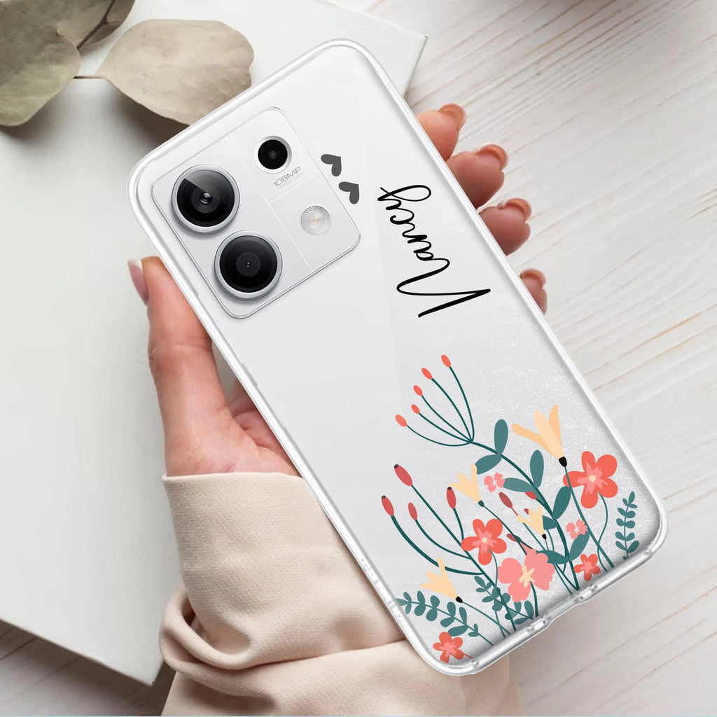 MultiColor Floral Customize Transparent Silicon Case For Redmi 9 Prime