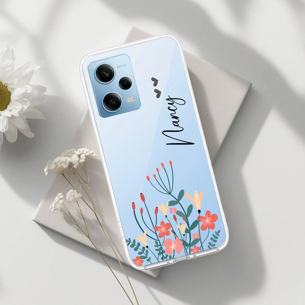 MultiColor Floral Customize Transparent Silicon Case For Redmi Note 14 Pro 5G