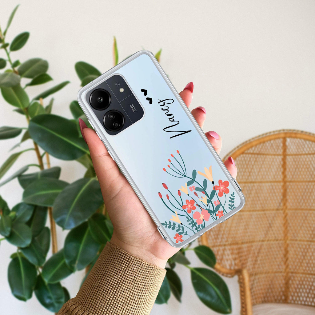 MultiColor Floral Customize Transparent Silicon Case For Mi 10i