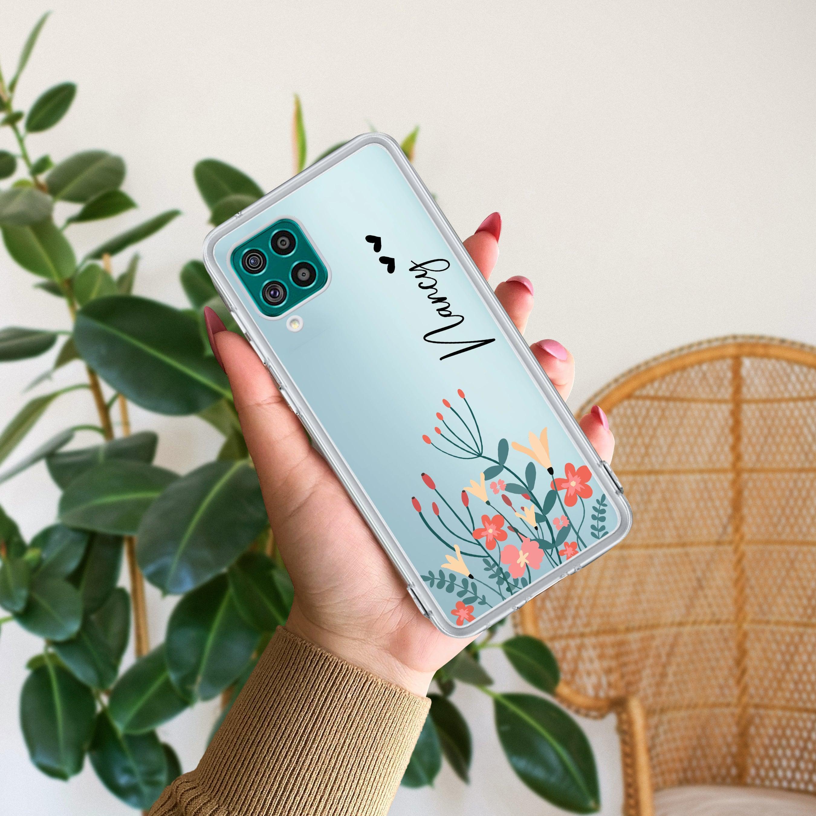 MultiColor Floral Customize Transparent Silicon Case For Samsung