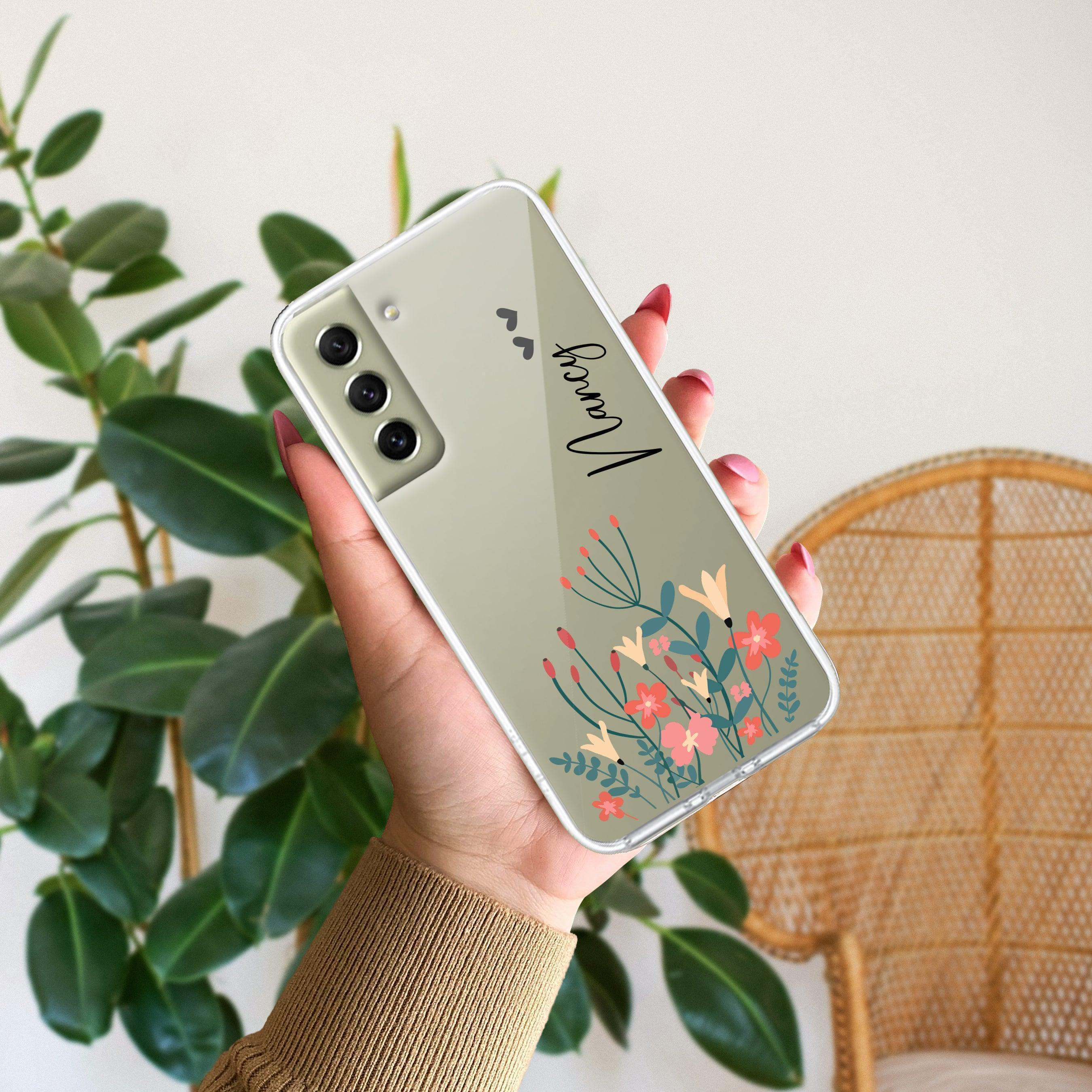 MultiColor Floral Customize Transparent Silicon Case For Samsung