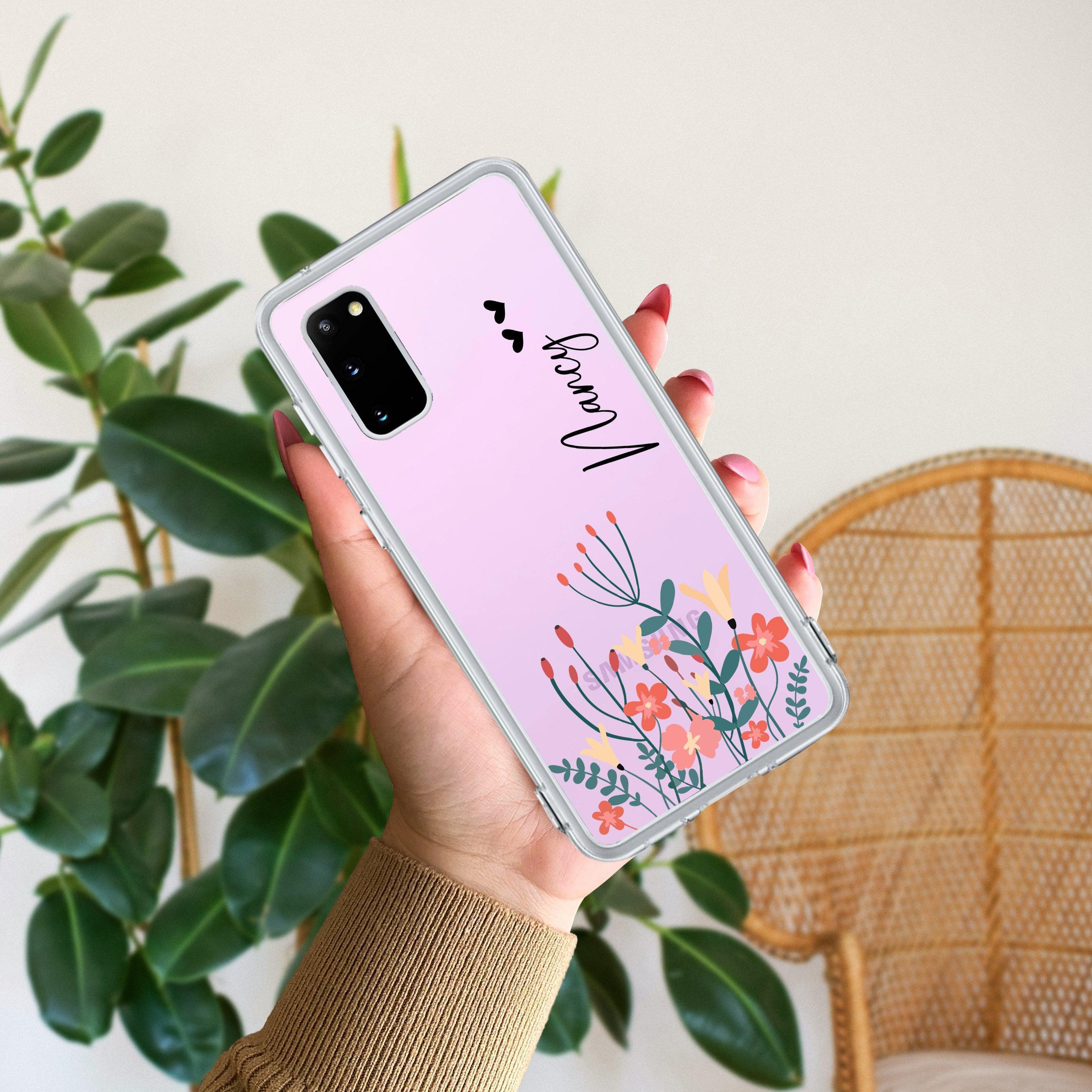 MultiColor Floral Customize Transparent Silicon Case For Samsung