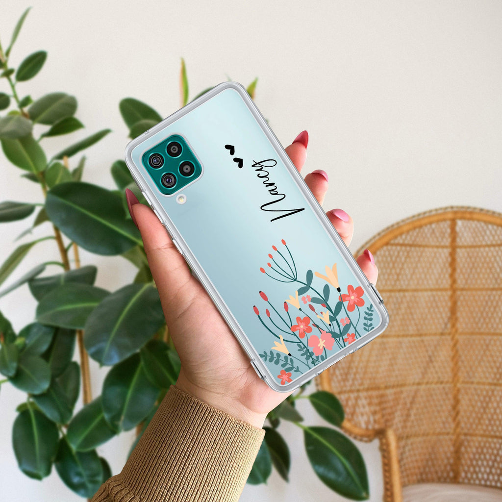 MultiColor Floral Customize Anti Yellow Case For Samsung Galaxy F62