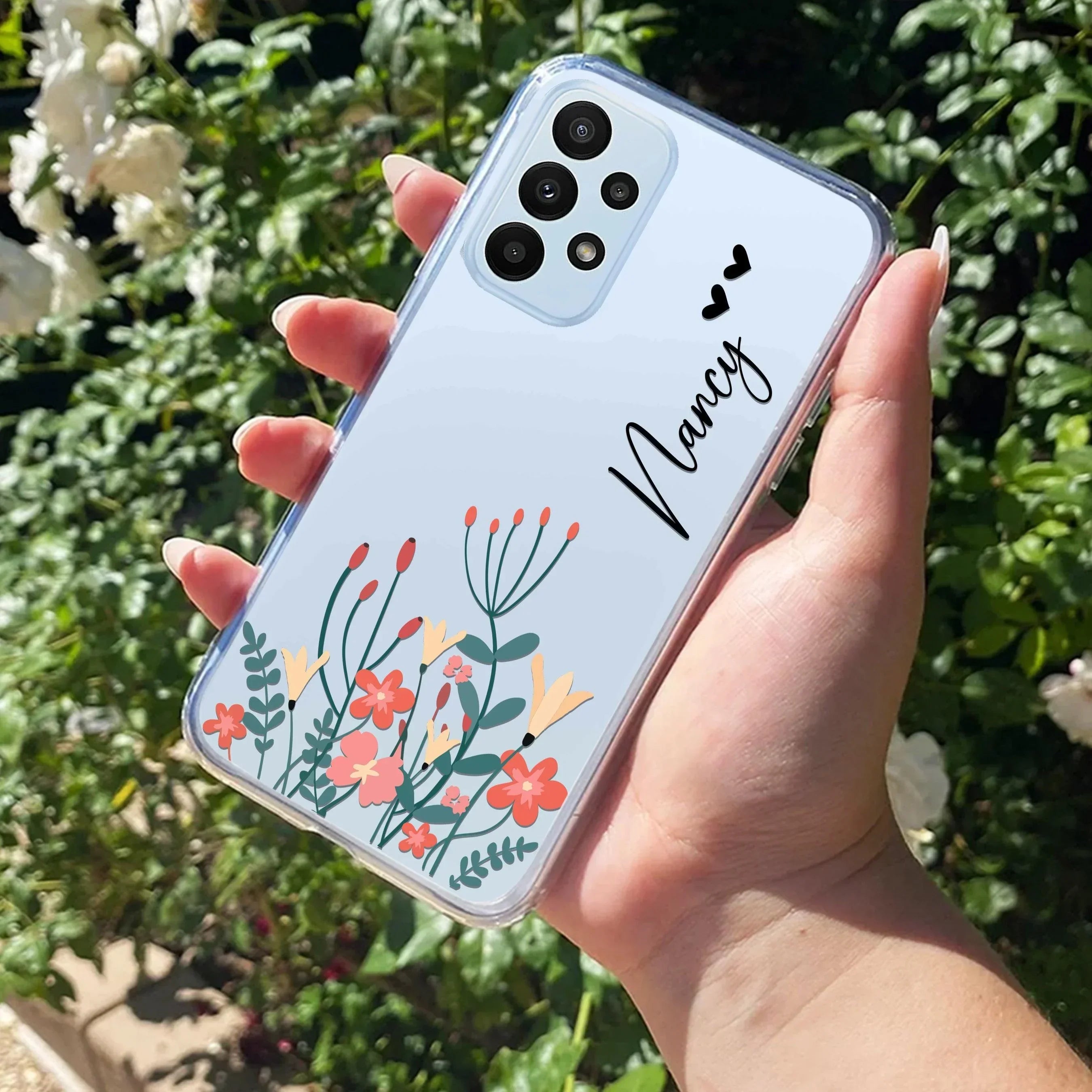 MultiColor Floral Customize Transparent Silicon Case For Samsung