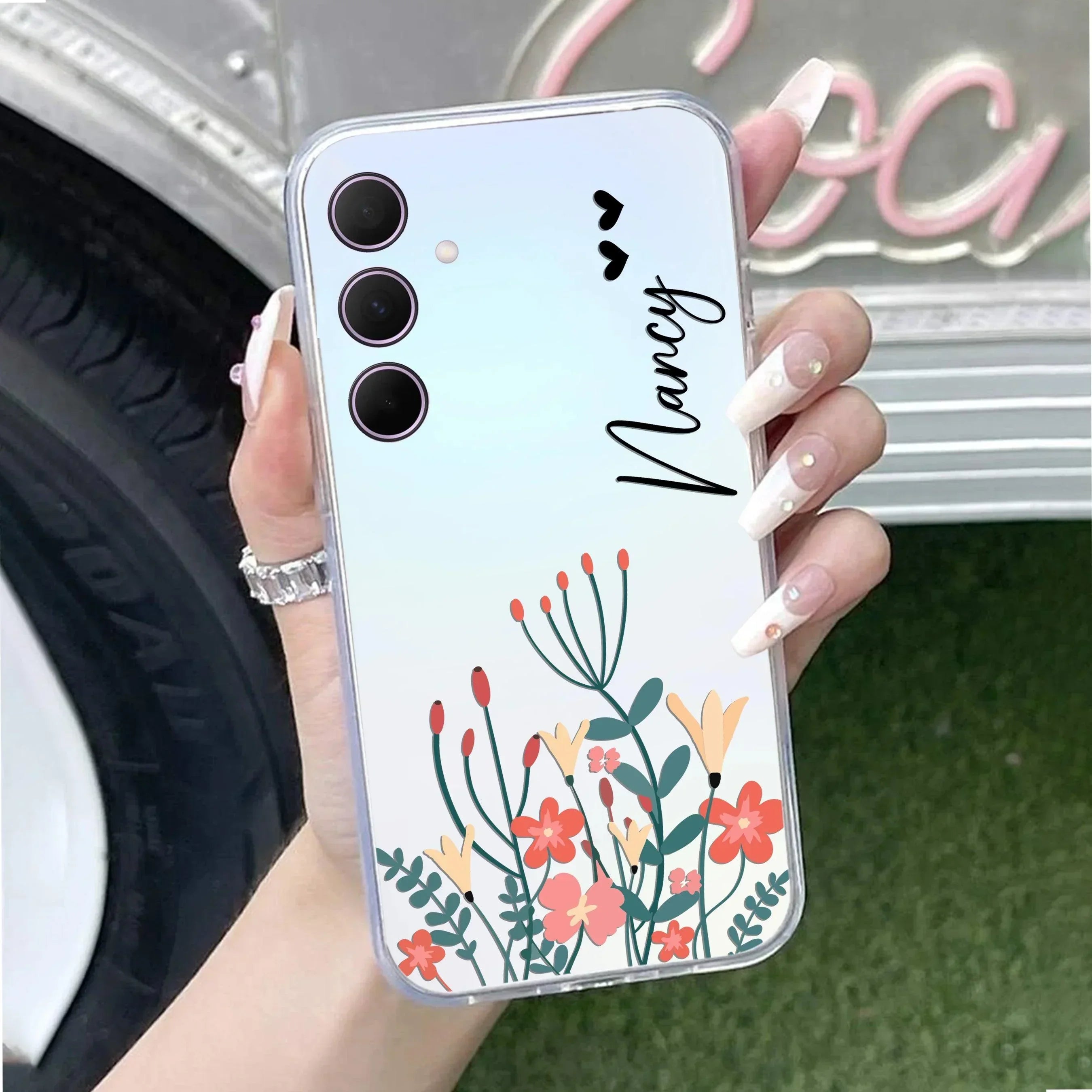 MultiColor Floral Customize Transparent Silicon Case For Samsung