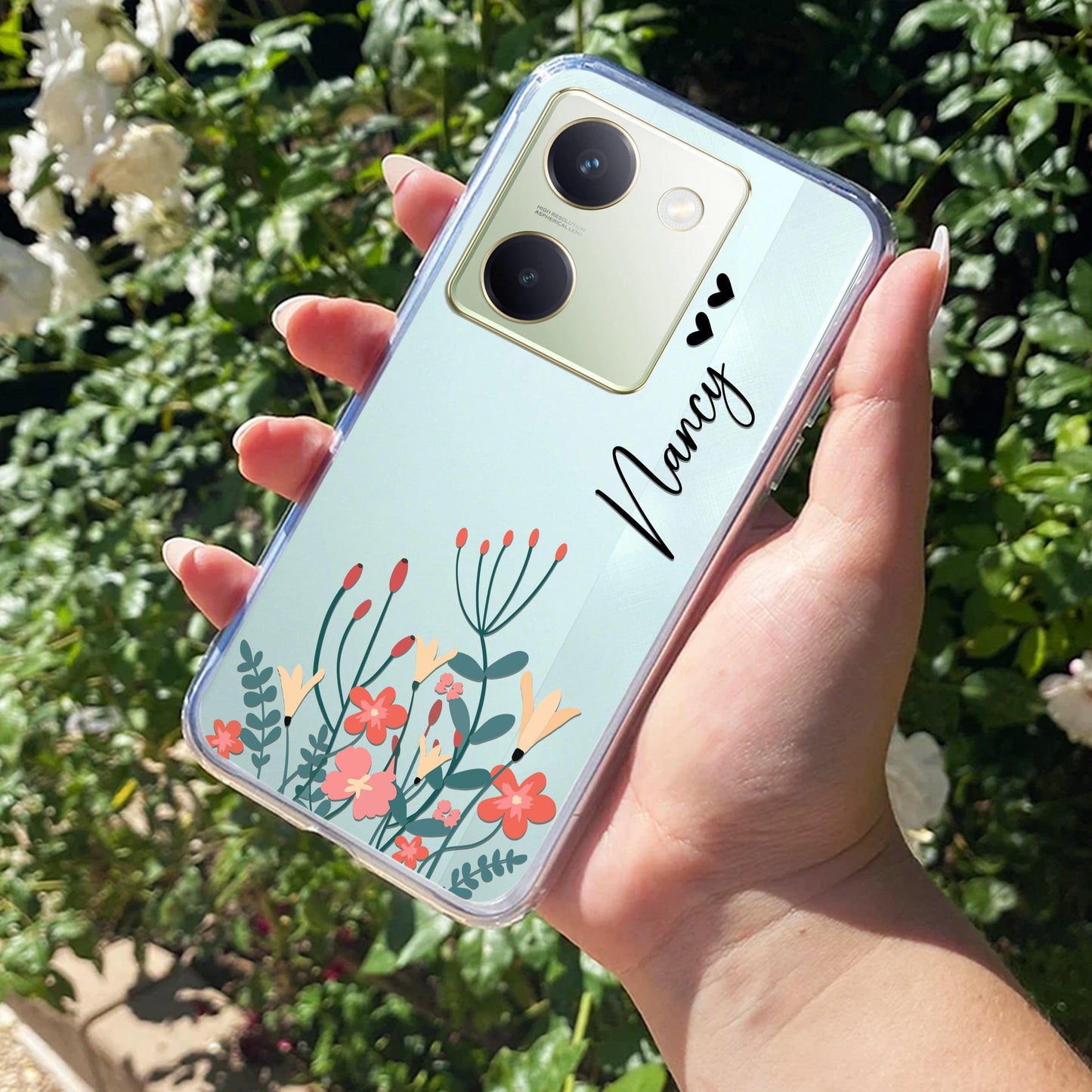 MultiColor Floral Customize Transparent Silicon Case For Vivo