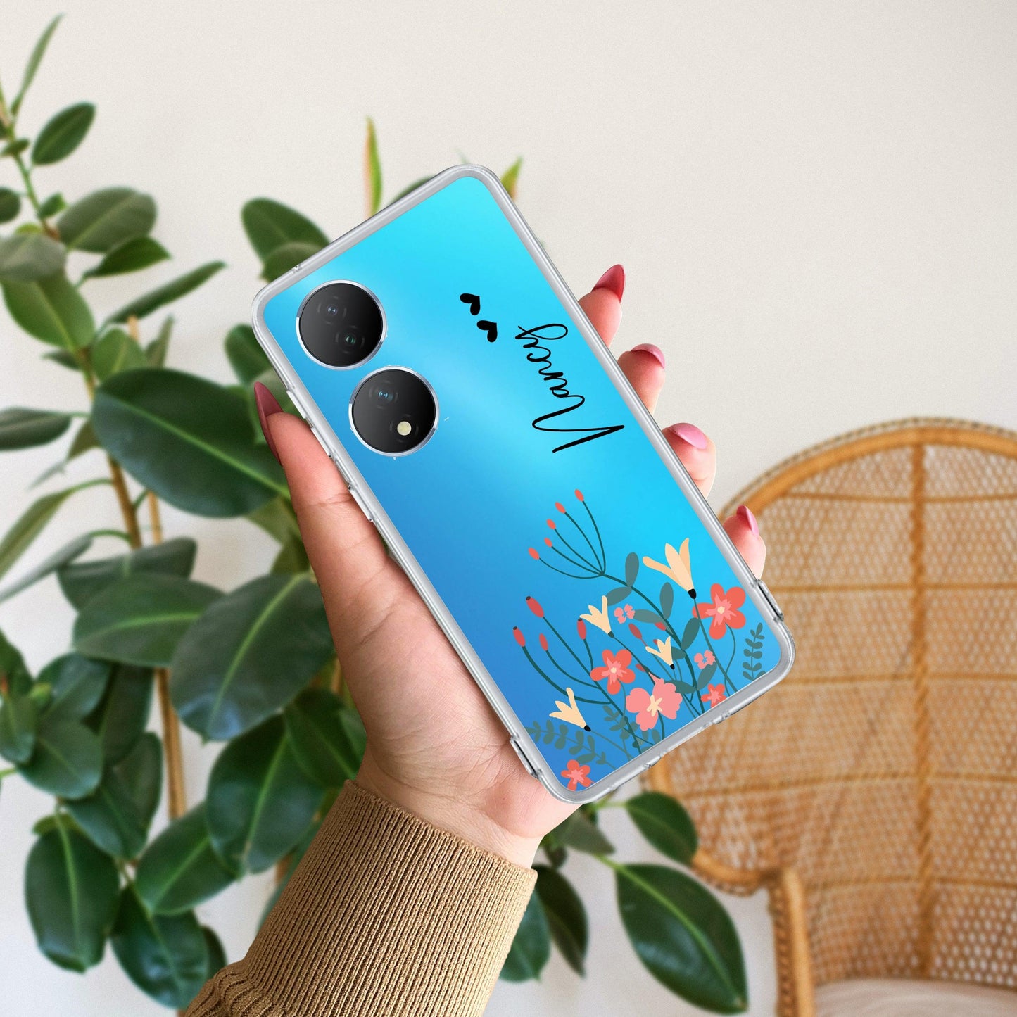 MultiColor Floral Customize Transparent Silicon Case For Vivo