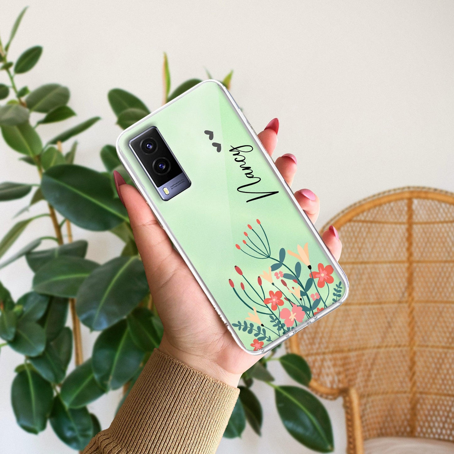 MultiColor Floral Customize Transparent Silicon Case For Vivo