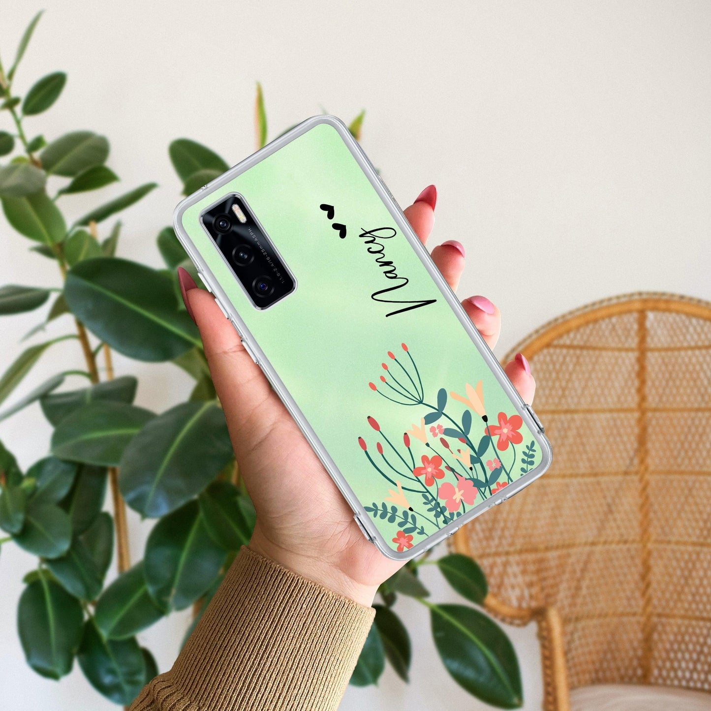 MultiColor Floral Customize Transparent Silicon Case For Vivo