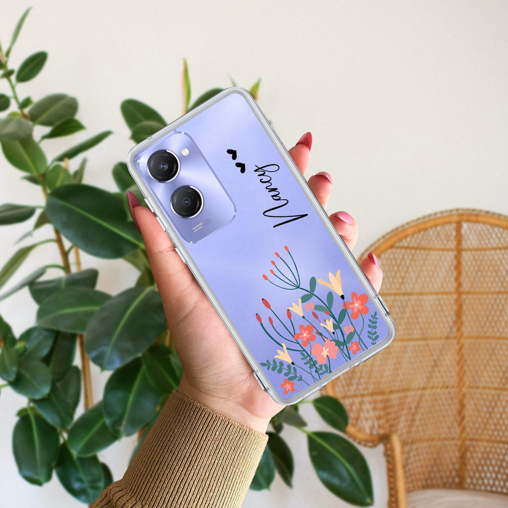 MultiColor Floral Customize Transparent Silicon Case For Vivo T1 44W