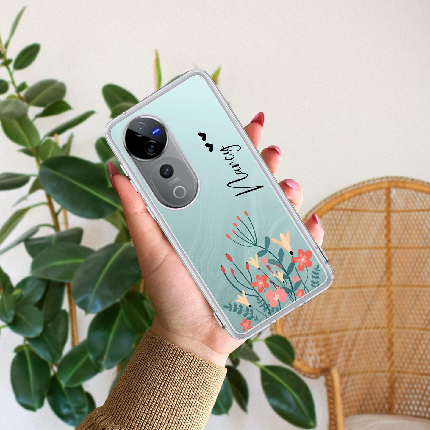 MultiColor Floral Customize Transparent Silicon Case For Vivo