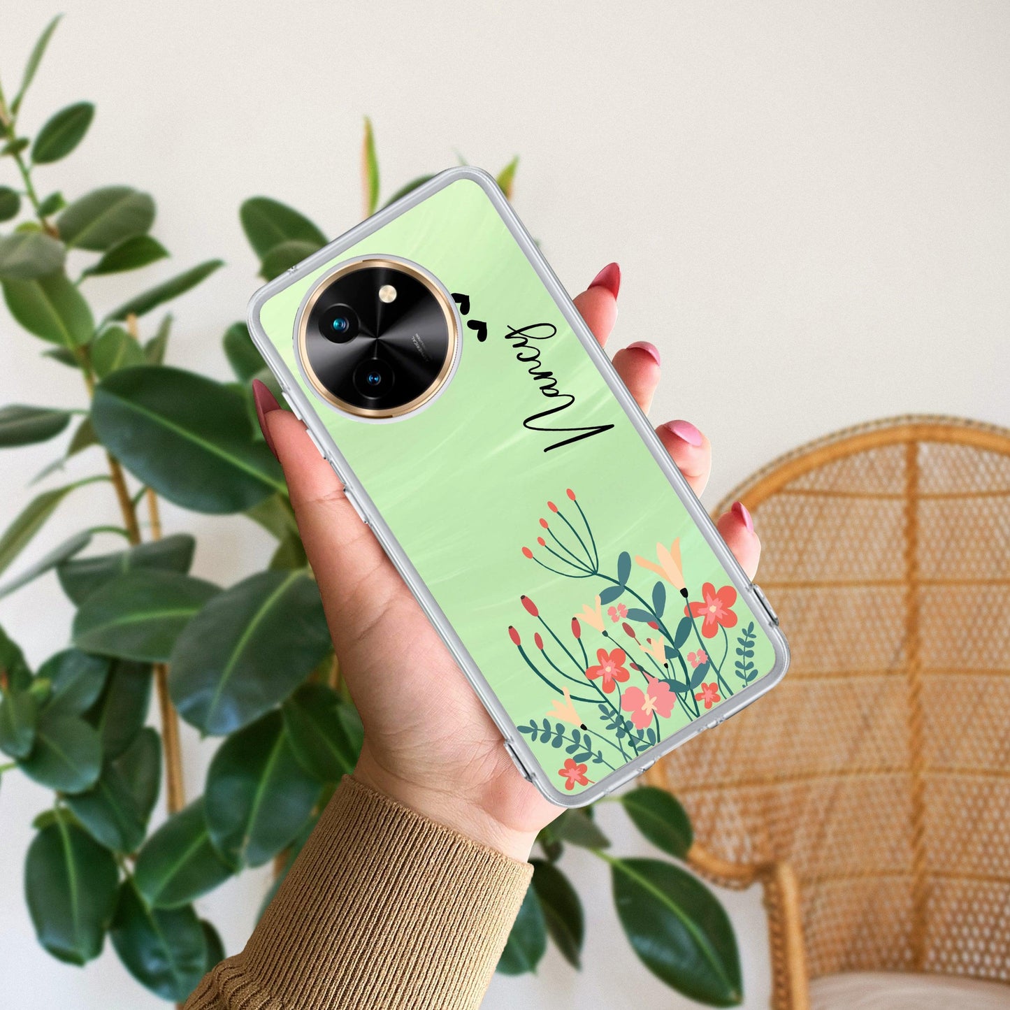 MultiColor Floral Customize Transparent Silicon Case For Vivo