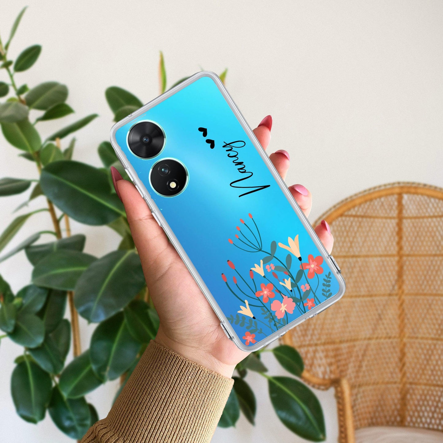 MultiColor Floral Customize Transparent Silicon Case For Vivo