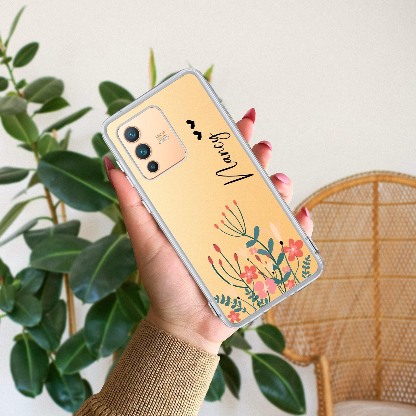 MultiColor Floral Customize Transparent Silicon Case For Vivo