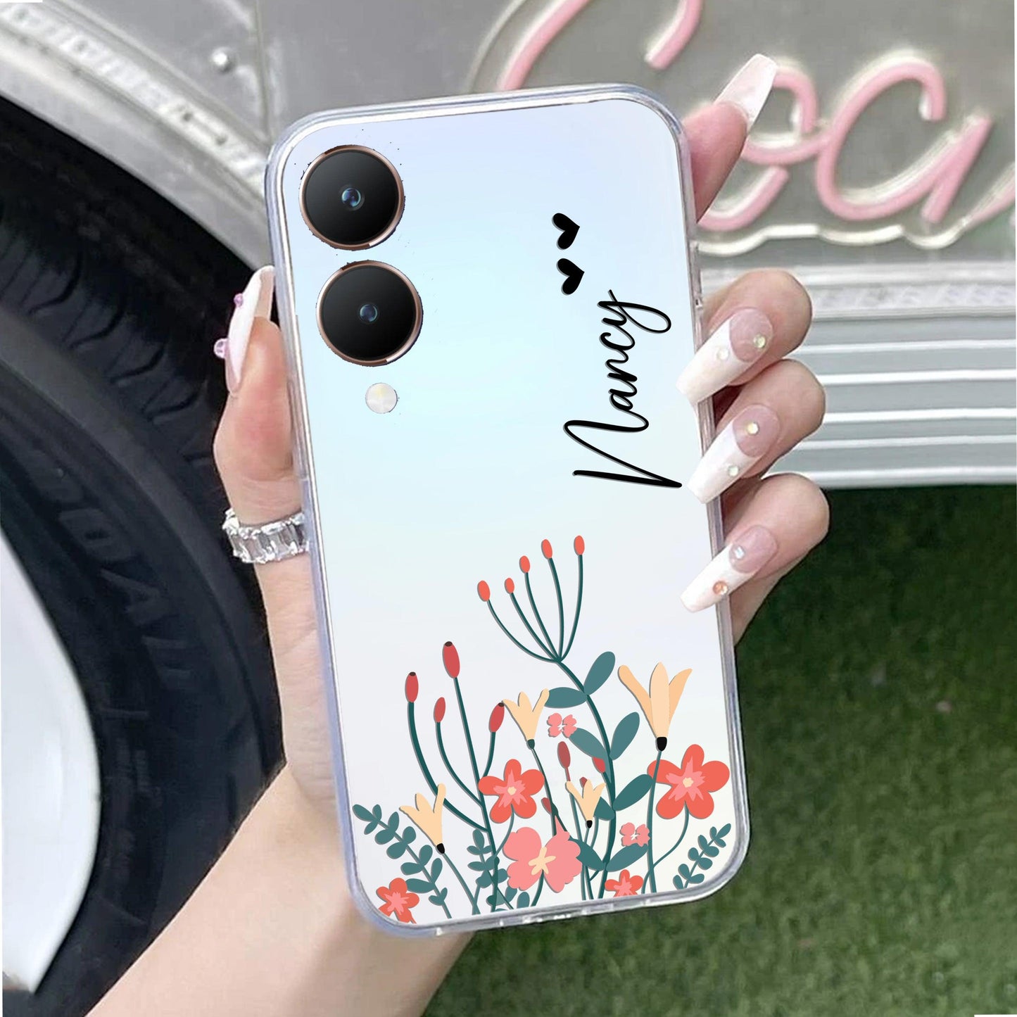 MultiColor Floral Customize Transparent Silicon Case For Vivo