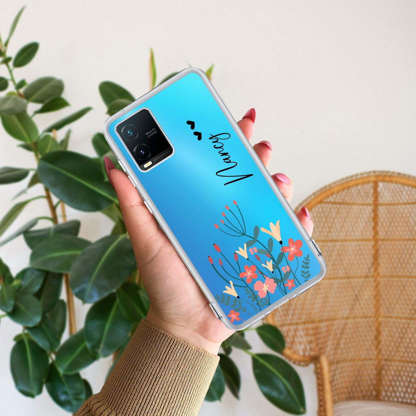 MultiColor Floral Customize Transparent Silicon Case For Vivo