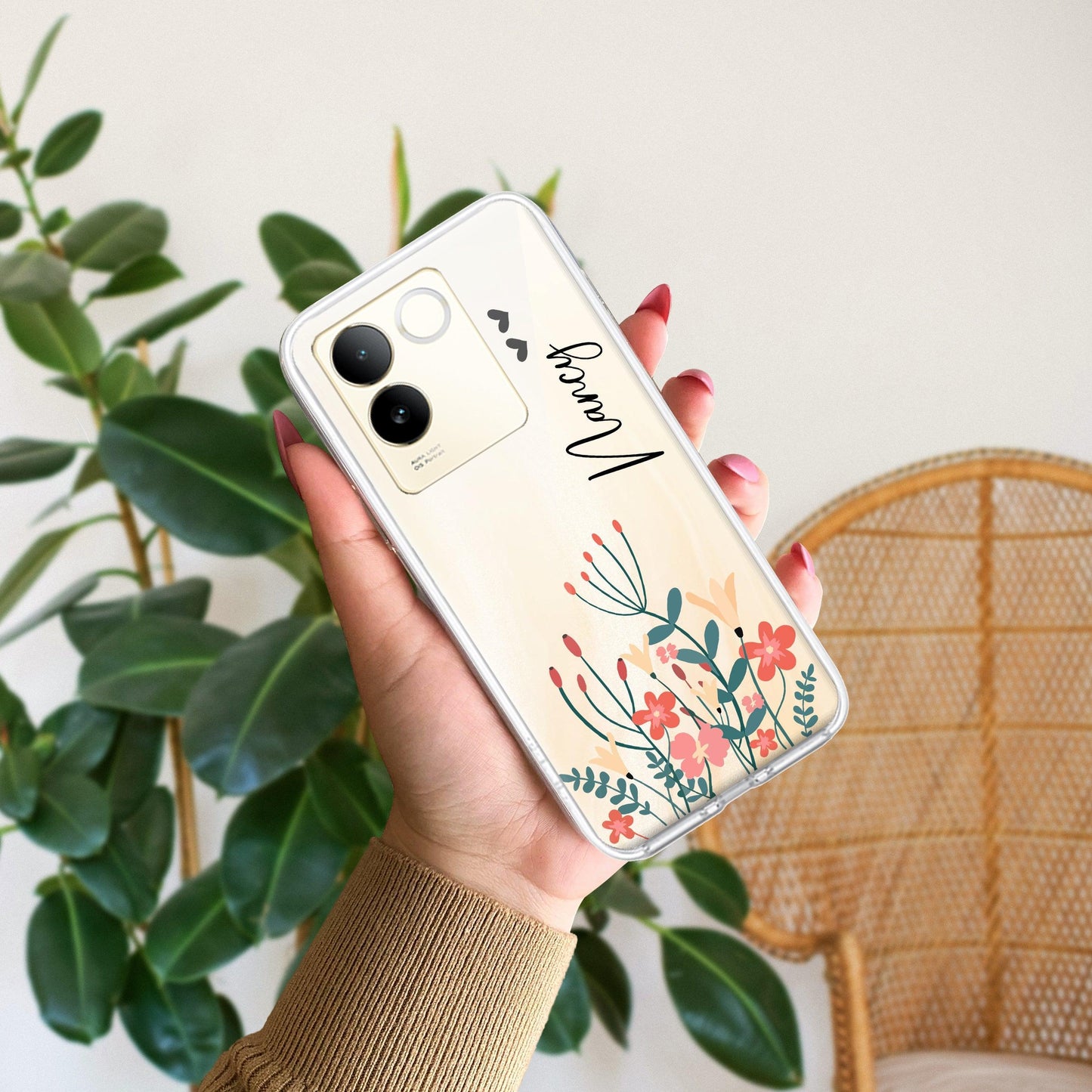 MultiColor Floral Customize Transparent Silicon Case For Vivo