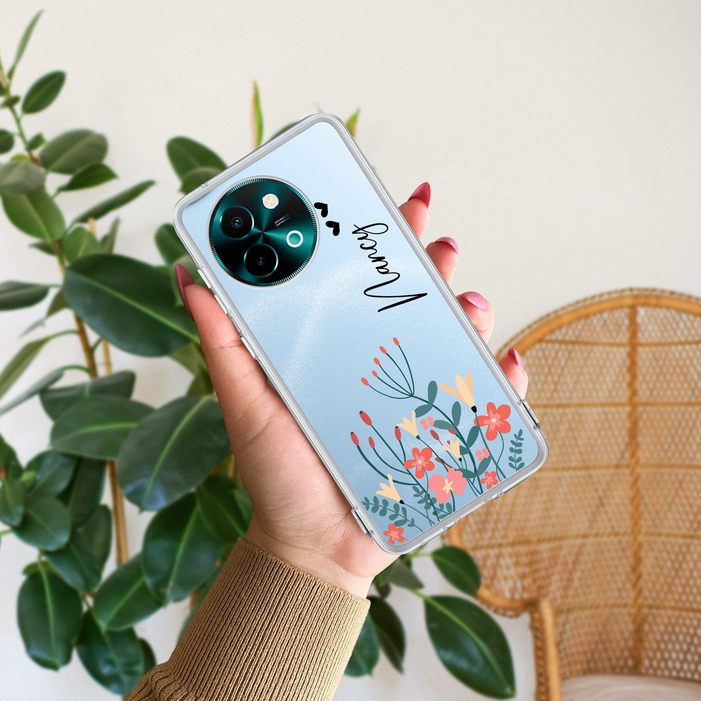 MultiColor Floral Customize Transparent Silicon Case For Vivo
