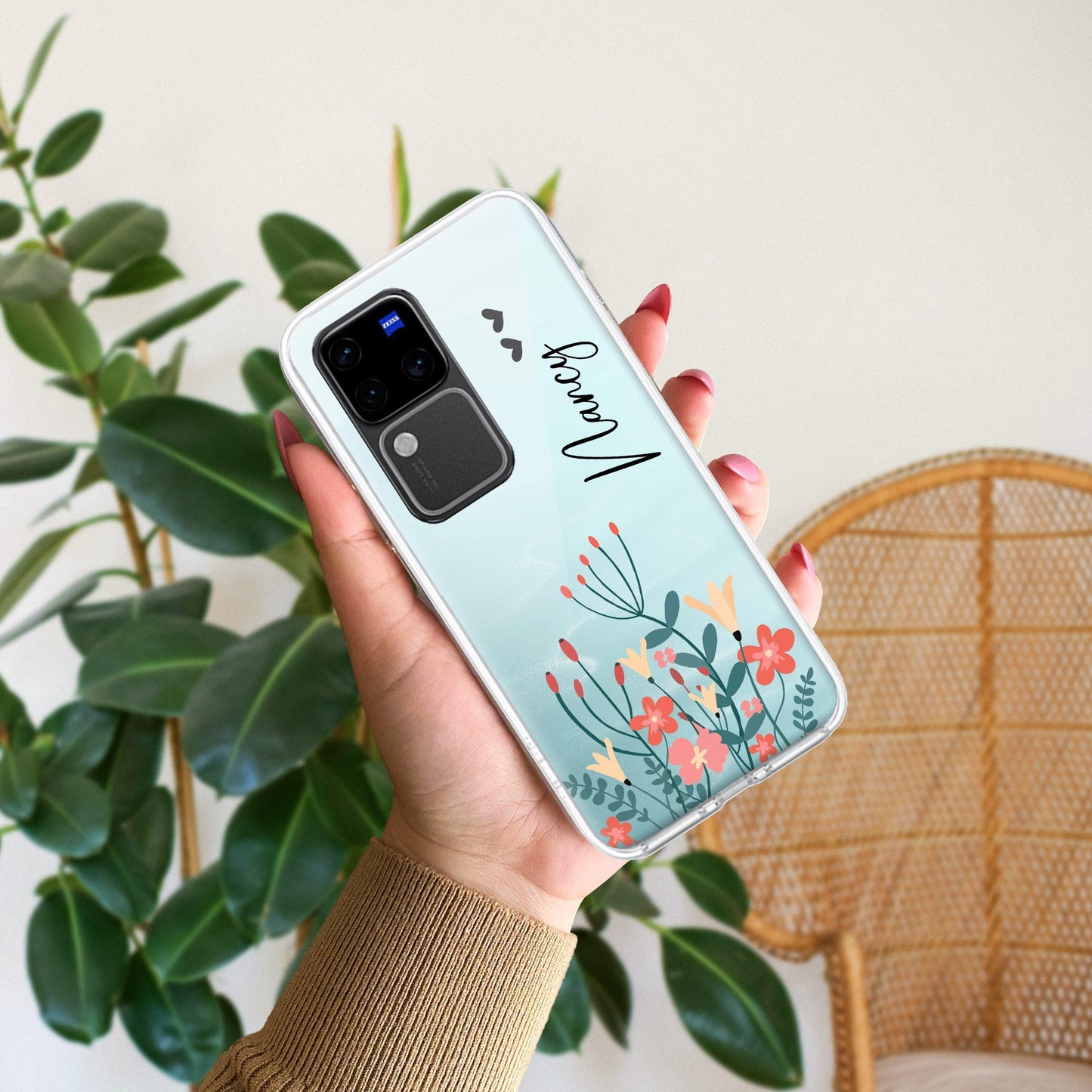 MultiColor Floral Customize Transparent Silicon Case For Vivo