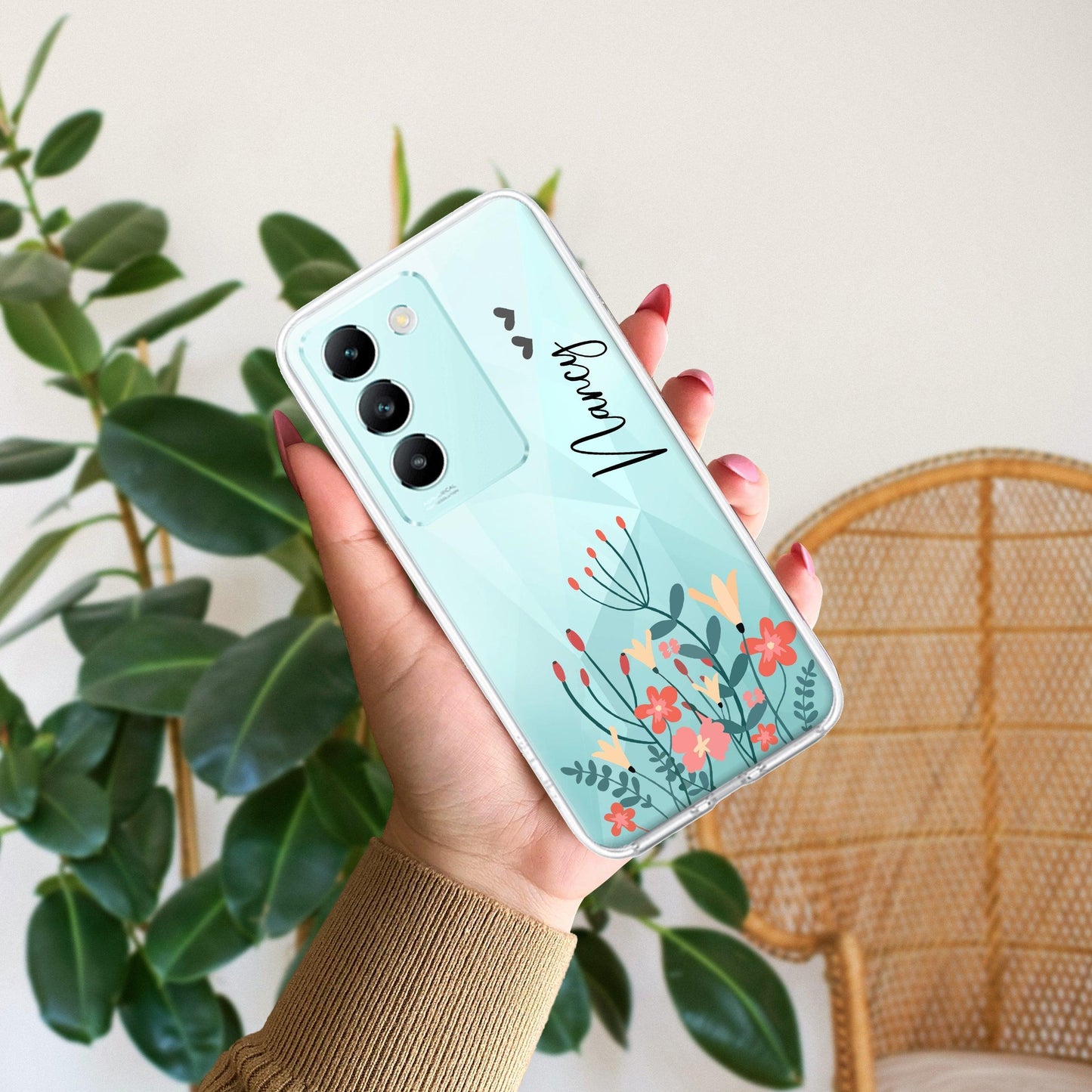 MultiColor Floral Customize Transparent Silicon Case For Vivo