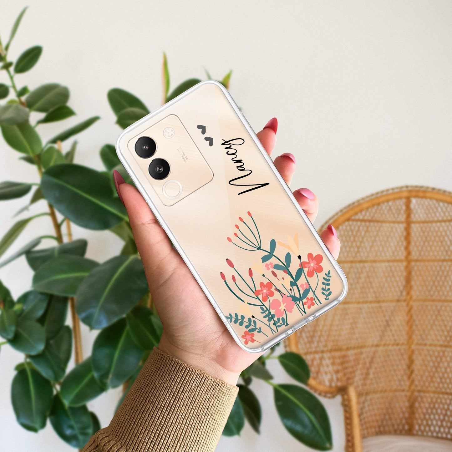 MultiColor Floral Customize Transparent Silicon Case For Vivo