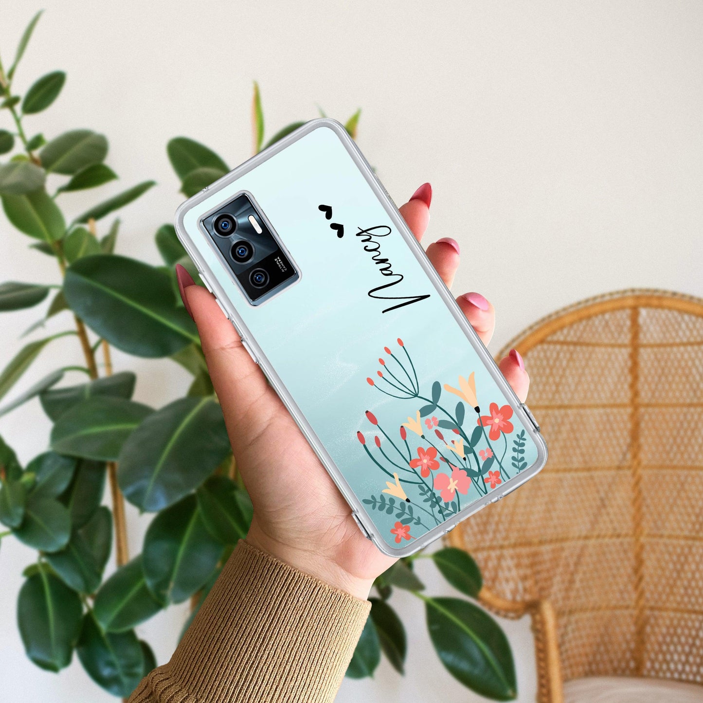MultiColor Floral Customize Transparent Silicon Case For Vivo