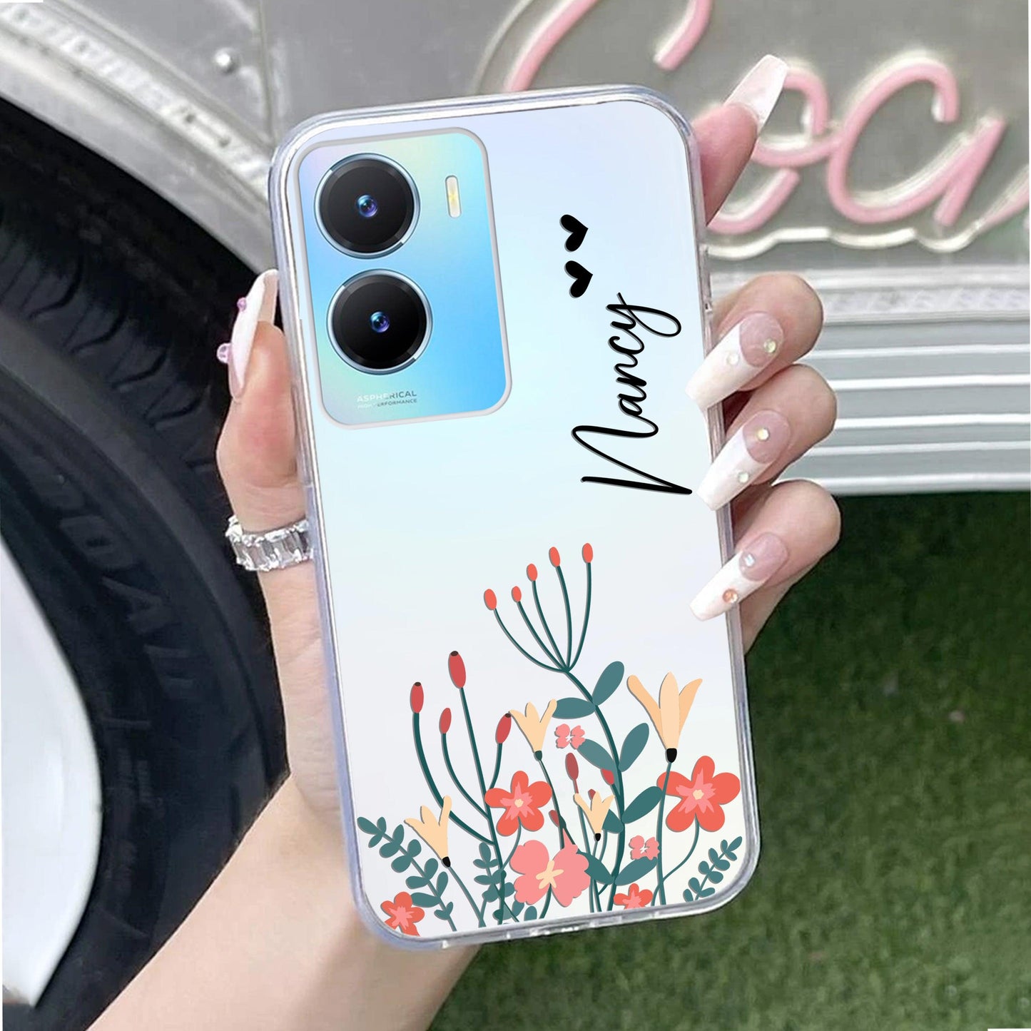 MultiColor Floral Customize Transparent Silicon Case For Vivo