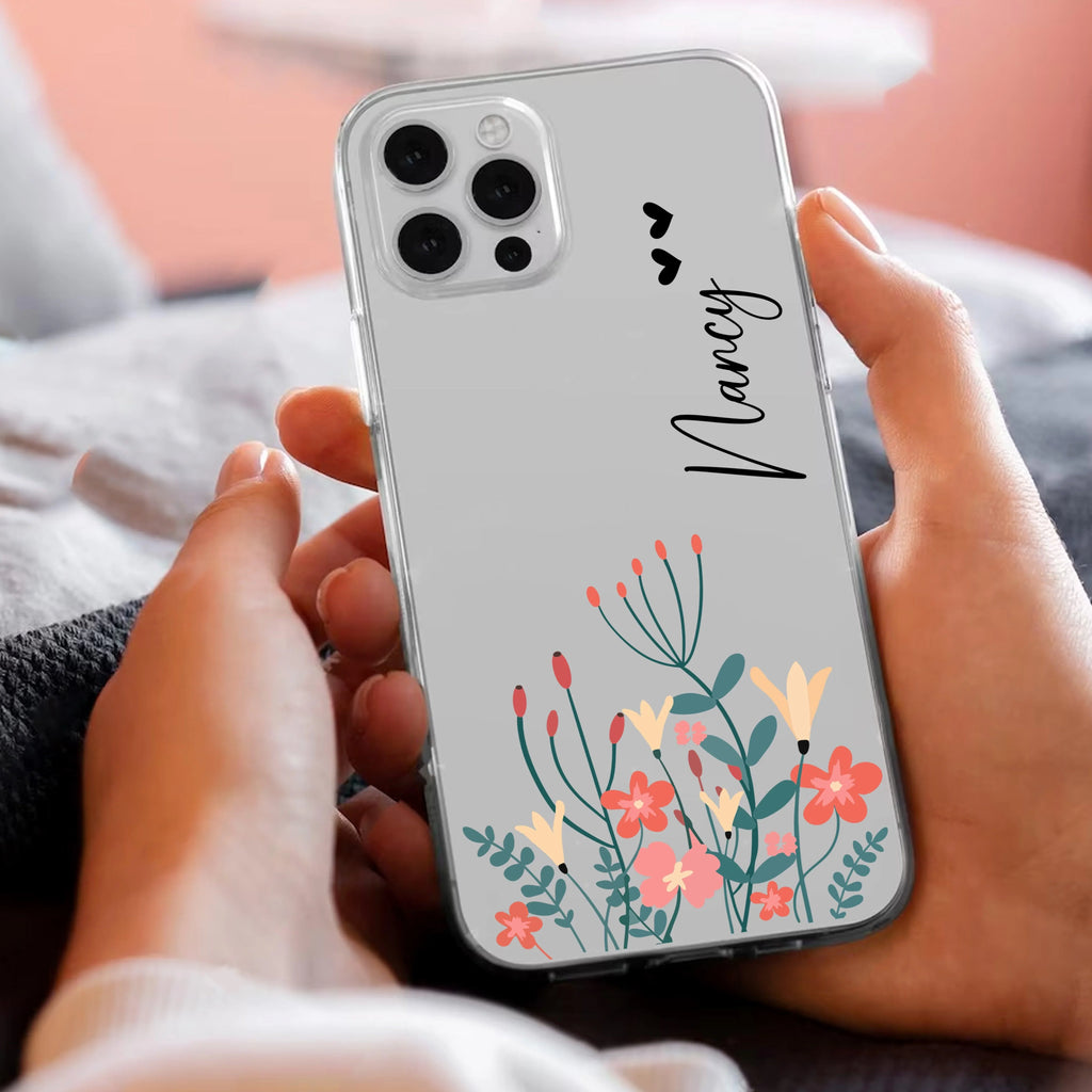 MultiColor Floral Customize Anti Yellow Clear Case For iPhone 11 Pro Max