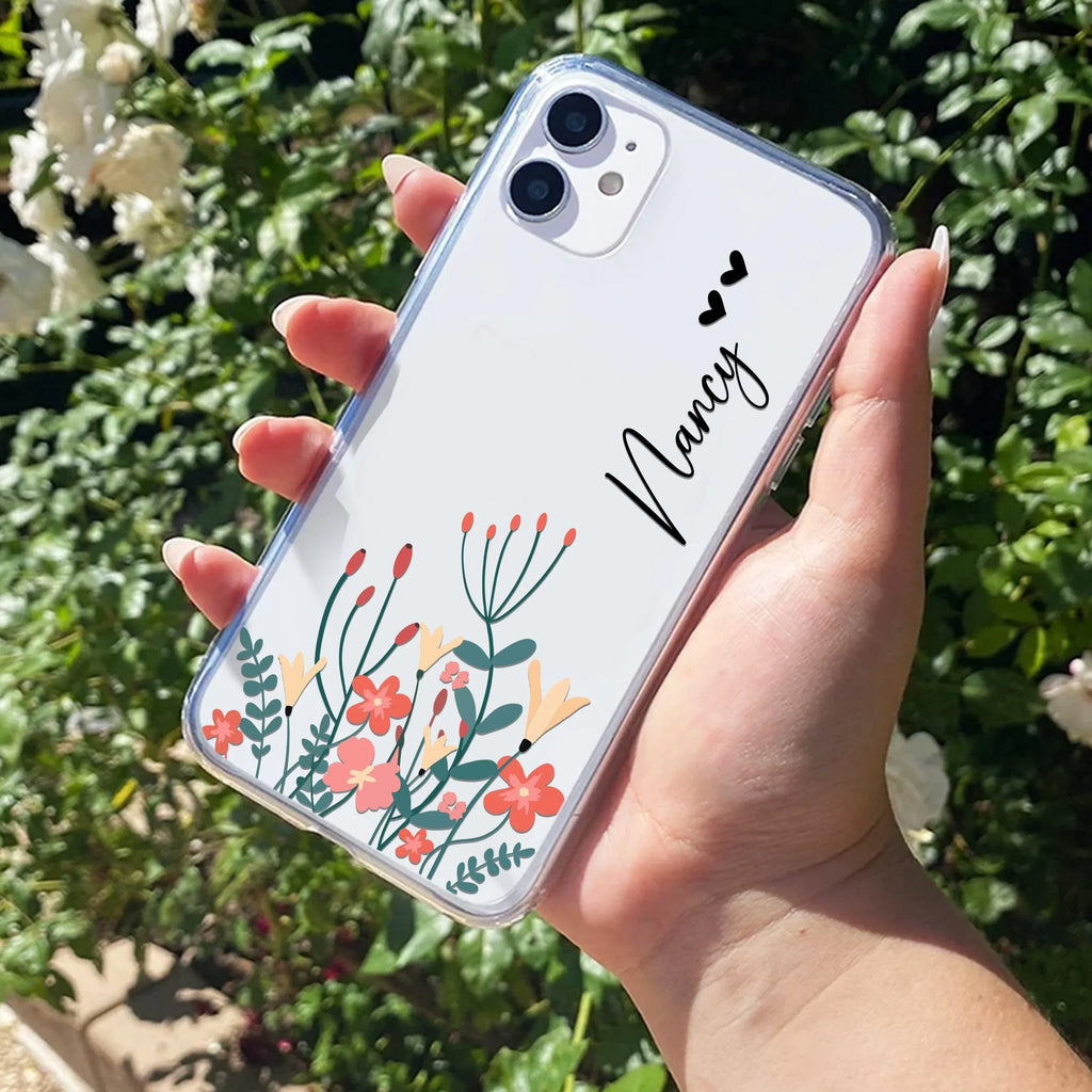 MultiColor Floral Customize Transparent Silicon Case For iPhone 13 Pro