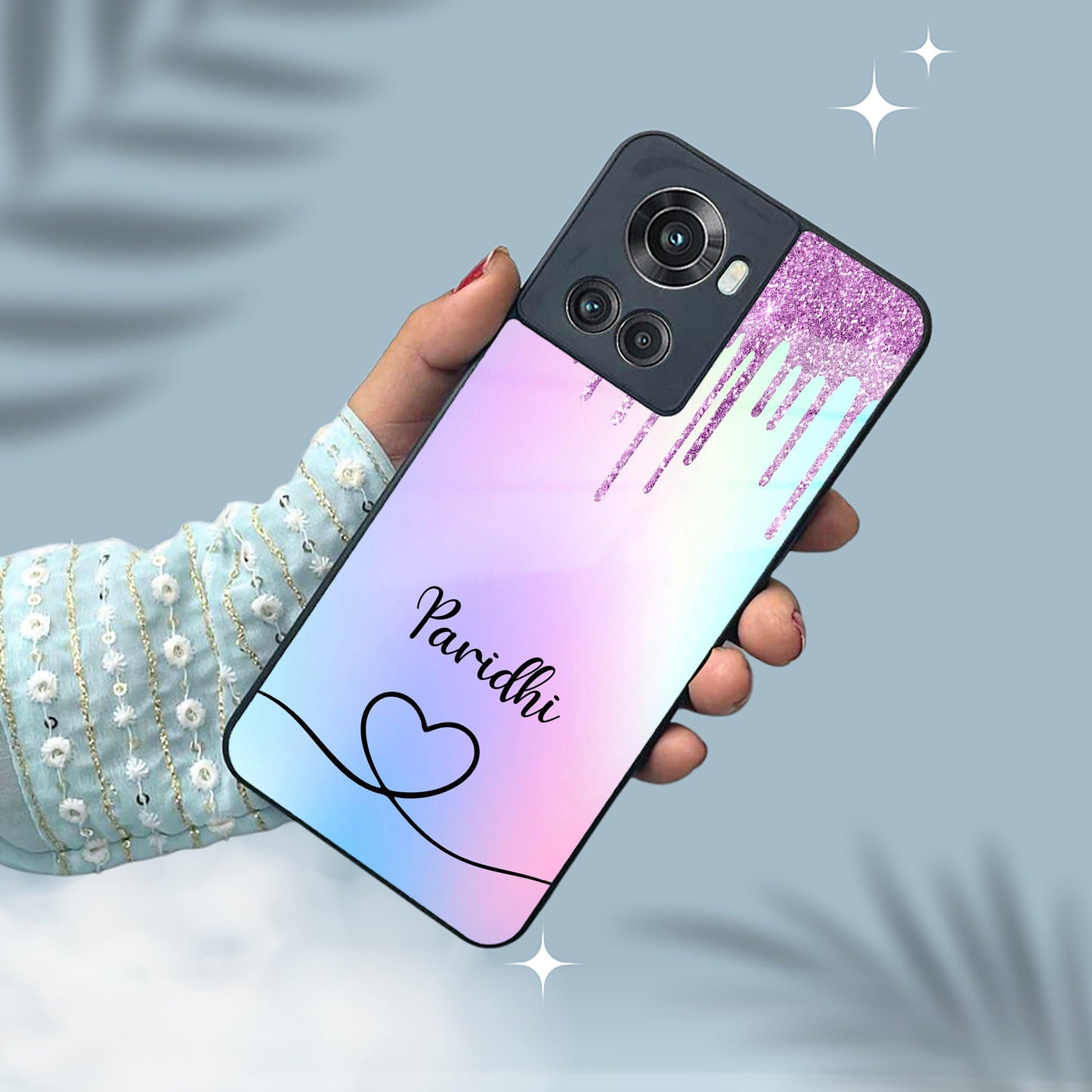 MultiColor Glitter Glass Case For OnePlus