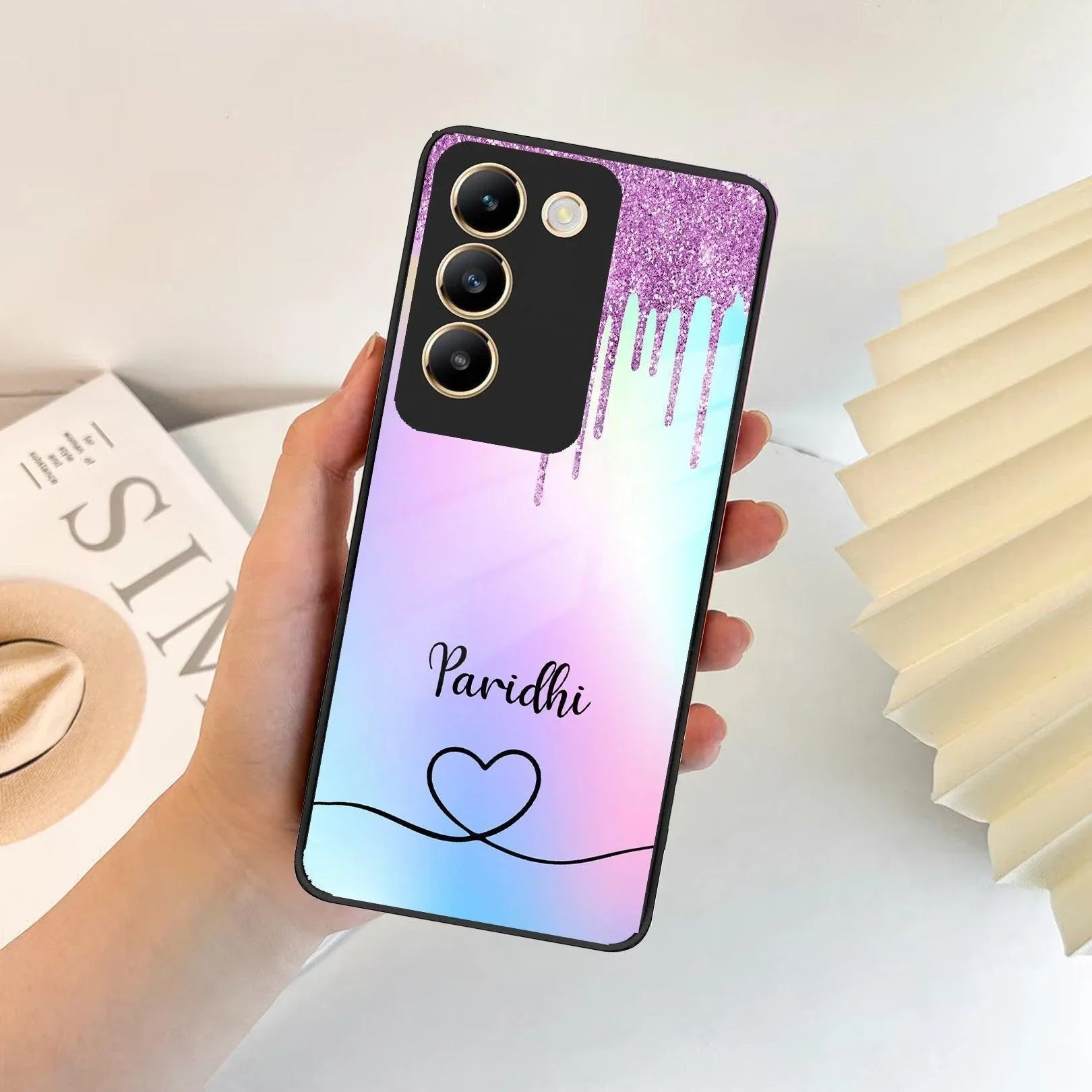 MultiColor Glitter Glass Case For Vivo - ShopOnCliQ