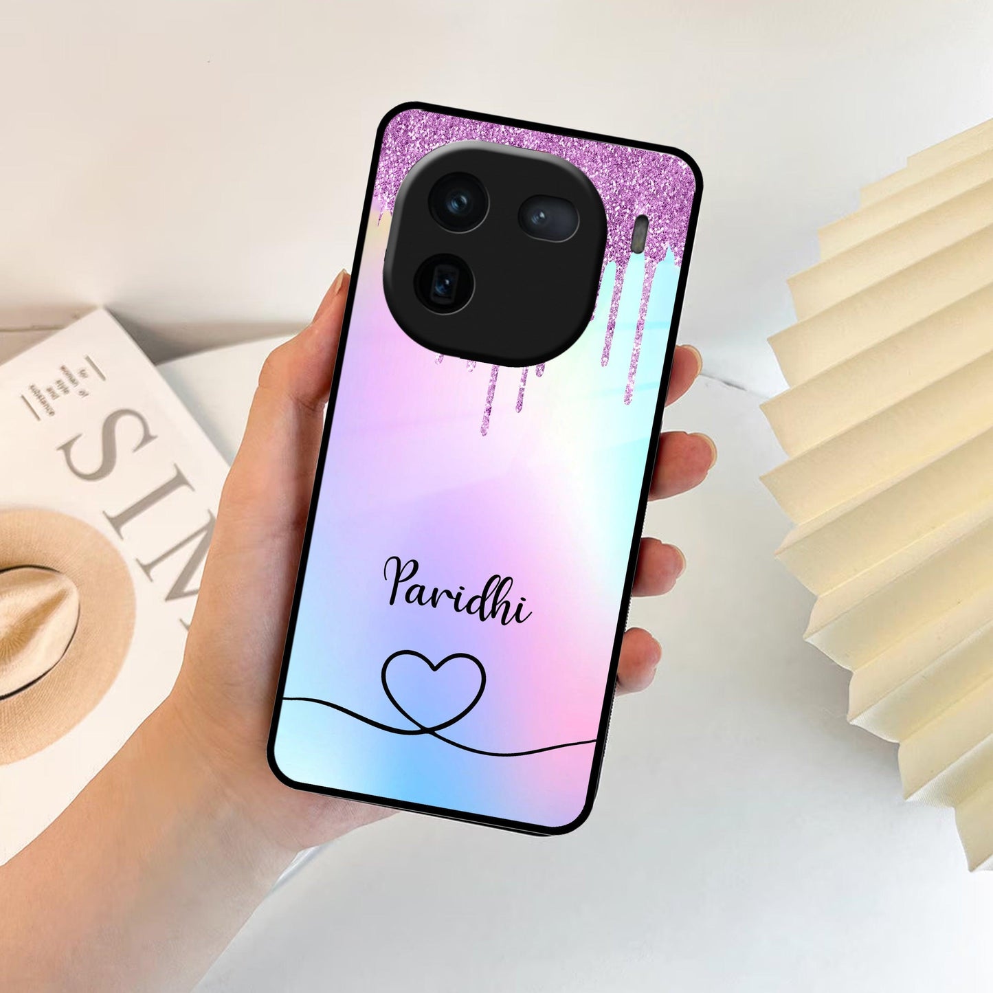 MultiColor Glitter Glass Case For iQOO