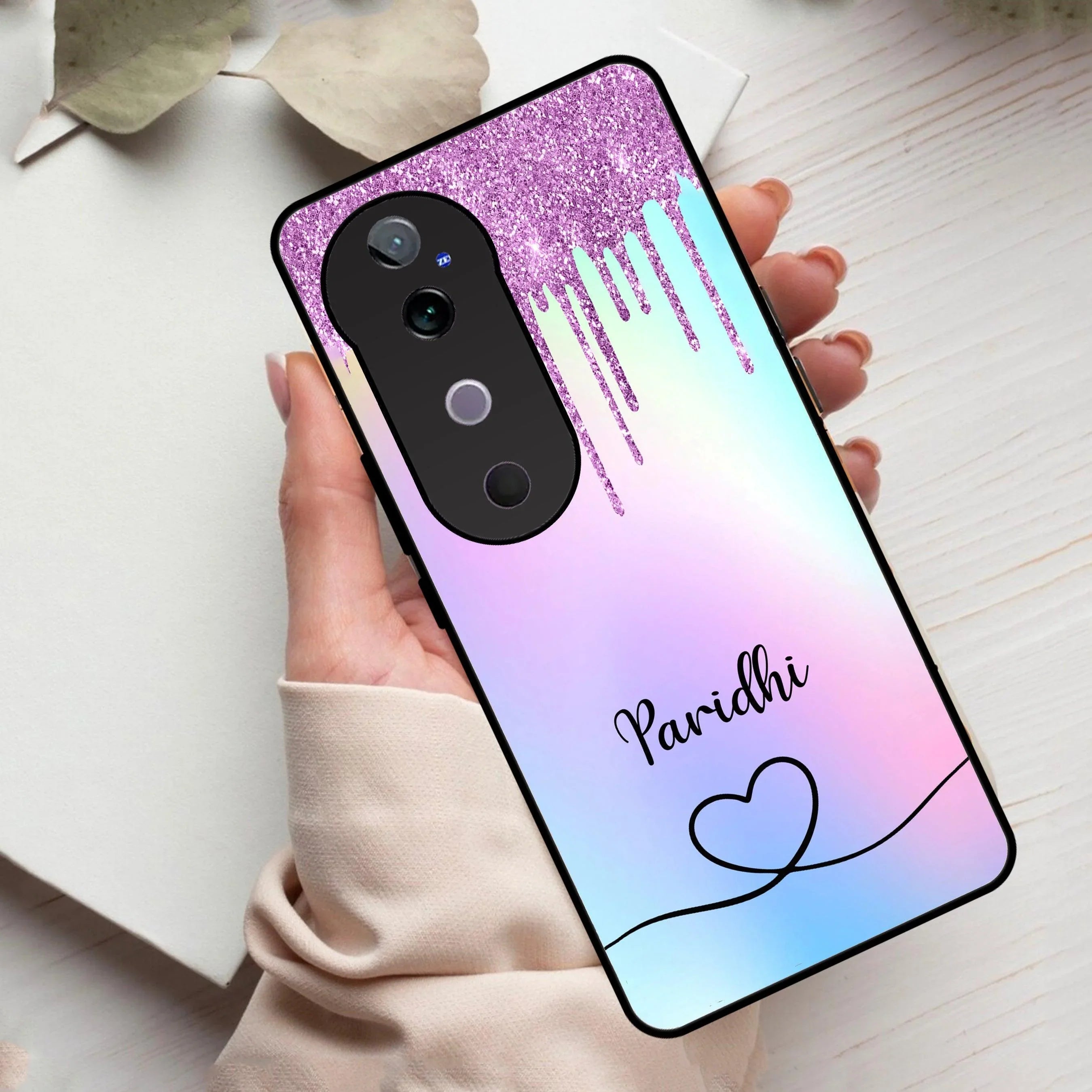 MultiColor Glitter Glass Case For Vivo - ShopOnCliQ