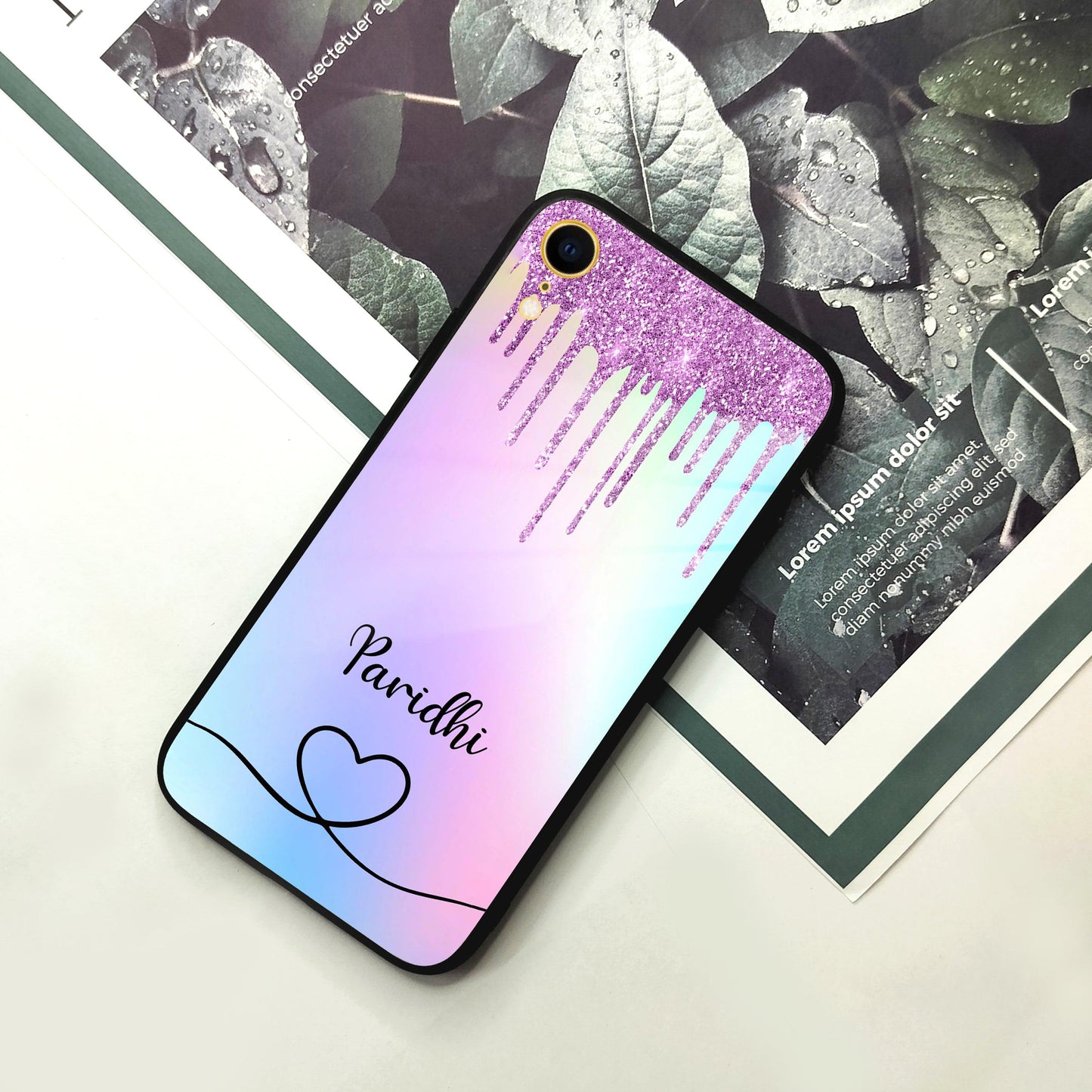 MultiColor Glitter Glass Case For iPhone