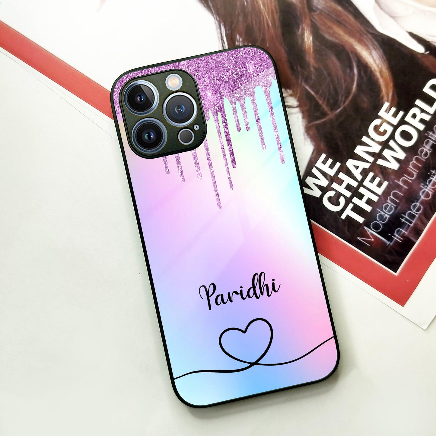 MultiColor Glitter Glass Case For iPhone