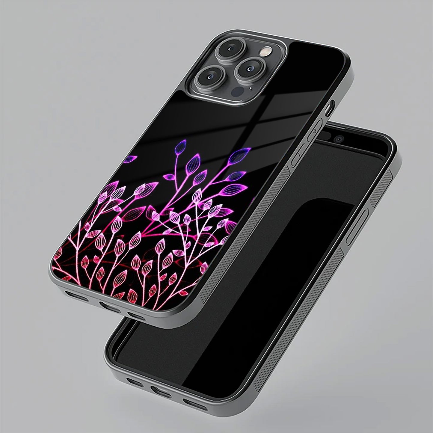Multicolor Flower Print Glass Case Cover For Vivo