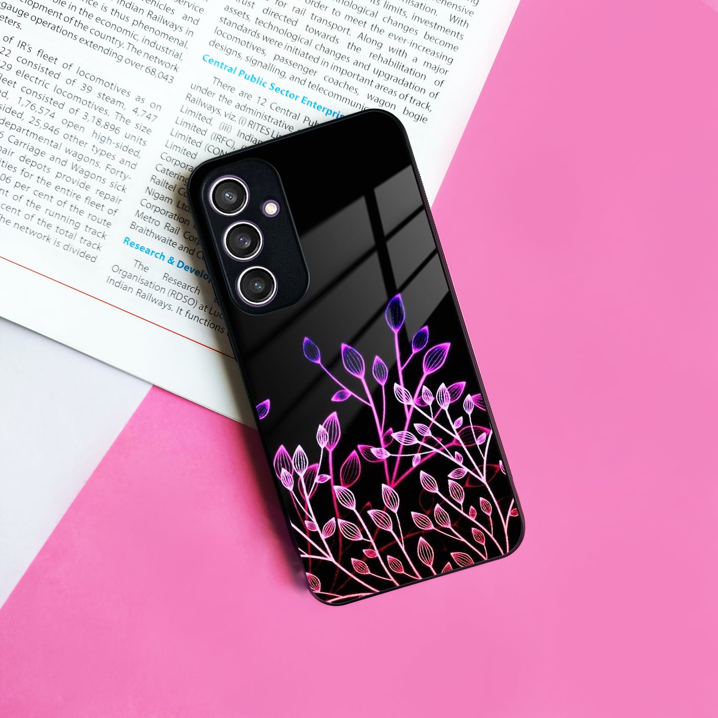 Multicolor Flower Print Glass Case Cover For Samsung