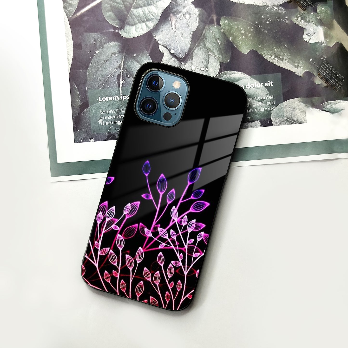 Multicolor Flower Print Glass Case Cover For iPhone