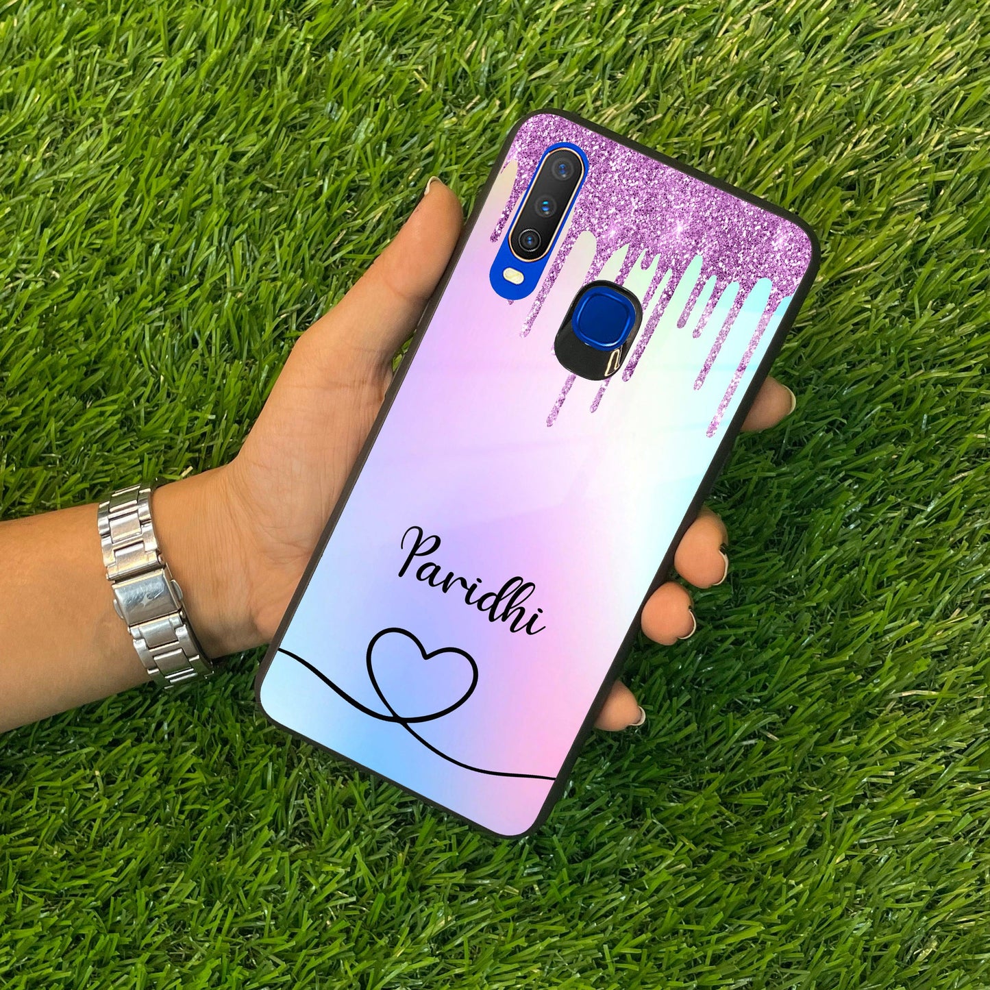 MultiColor Glitter Glass Case For Vivo