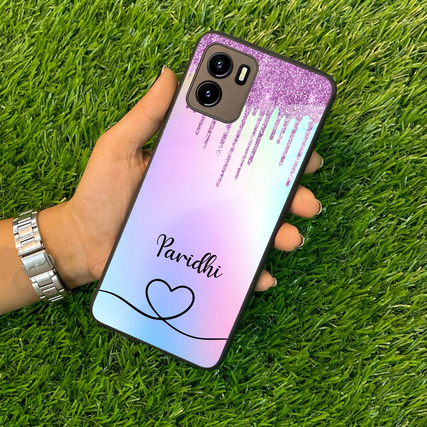 MultiColor Glitter Glass Case For Vivo