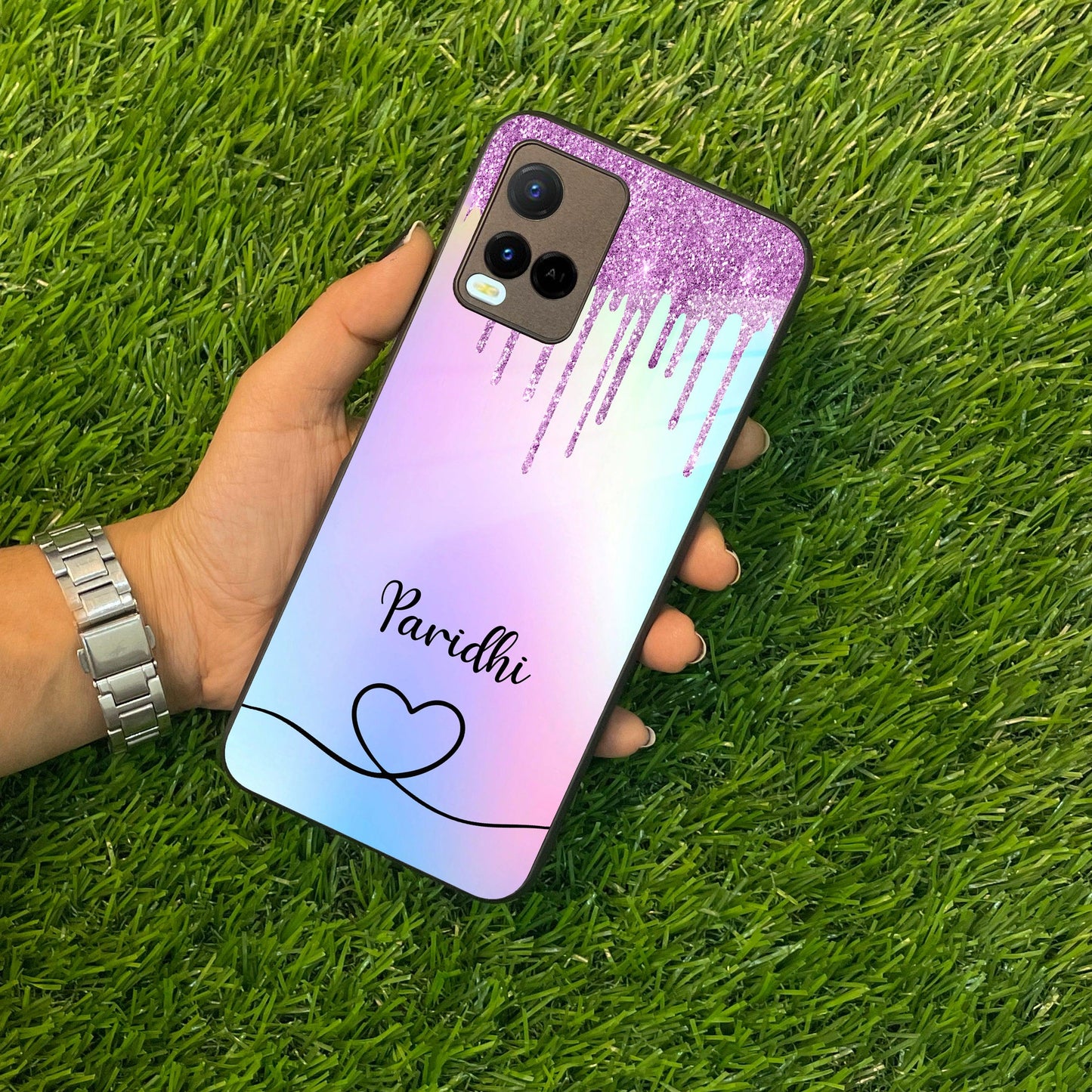 MultiColor Glitter Glass Case For Vivo